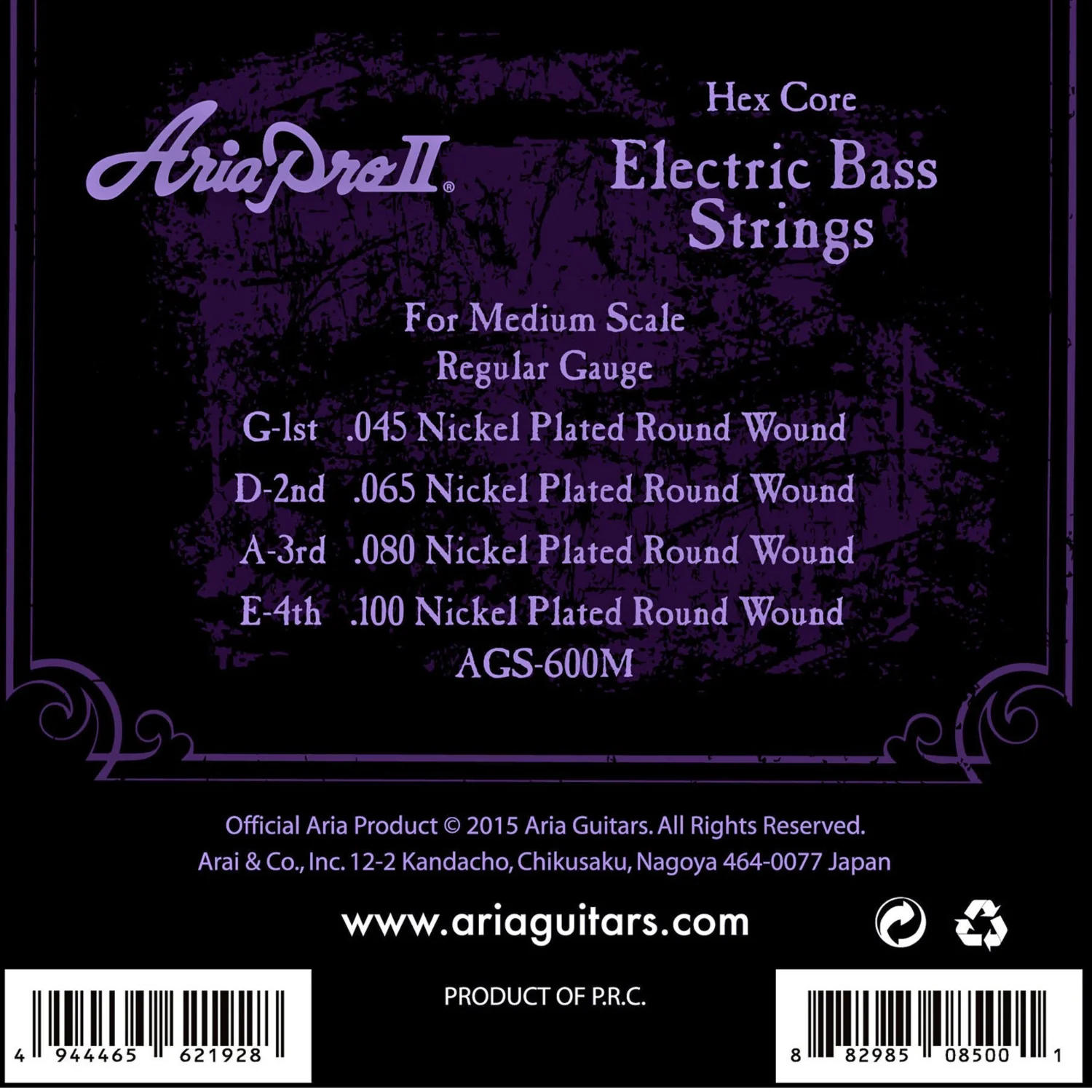 Aria AGS Nickel Plated Round Wound Bass Guitar String - Image 4