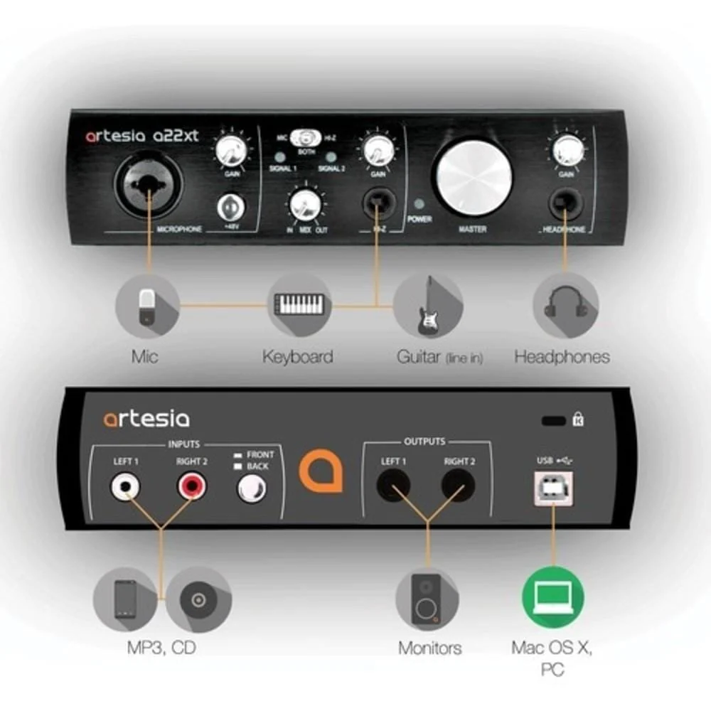 Artesia ARB-4 Studio Recording Bundle with Audio Interface, Microphone and Headphone - Open Box - Image 4
