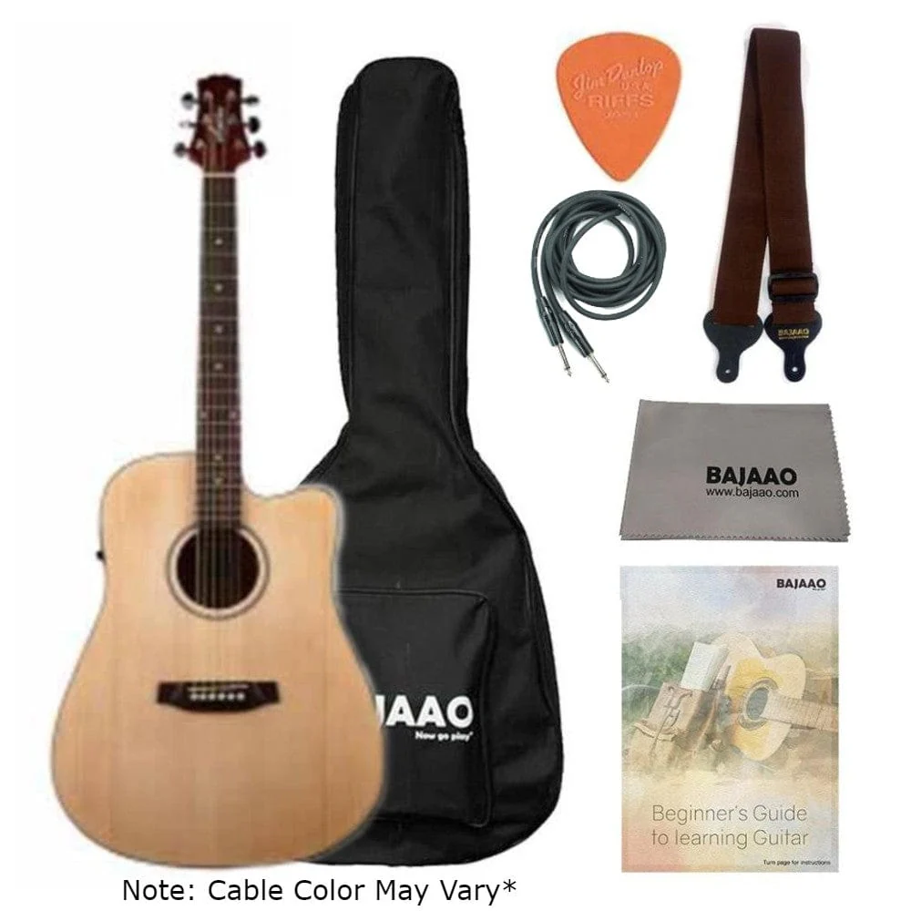 Ashton D20CEQ Dreadnought 41-Inch Cutaway Electro-Acoustic Guitar With Gigbag, Picks, Strap, Cloth, Cable & Ebook