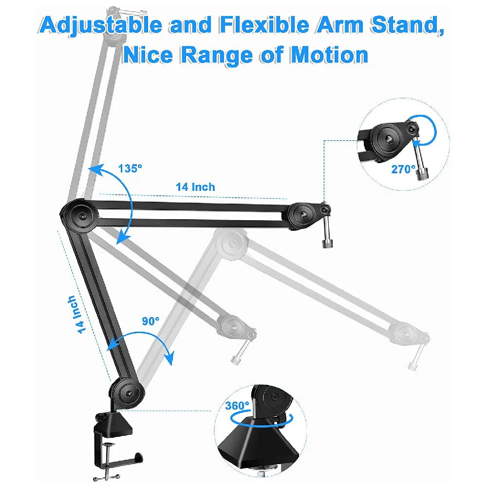 Audio Array AA-12 Short Springless All Metal Microphone Arm Stand - Image 3
