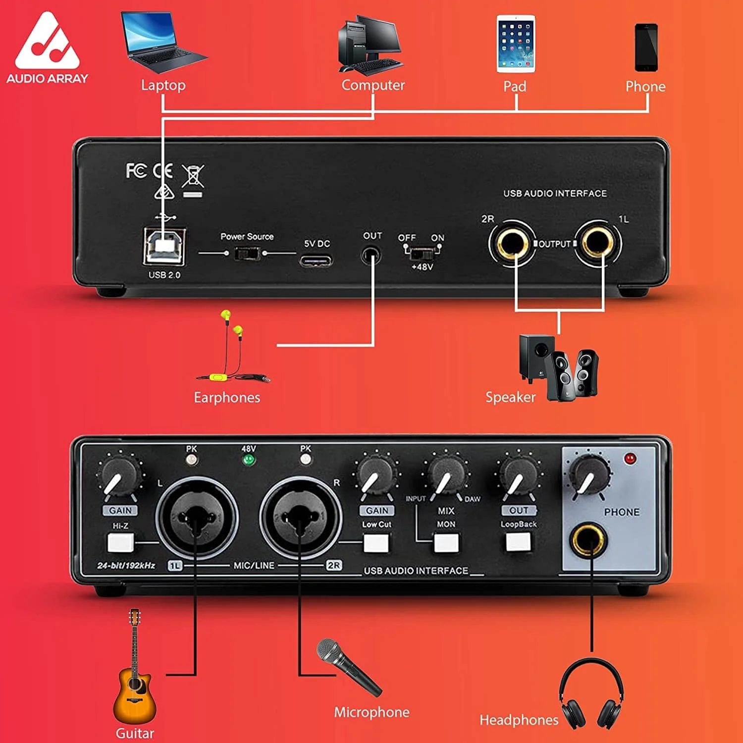 Audio Array AI-04 4 Channel Recording Studio Digital USB Audio Interface - Image 2