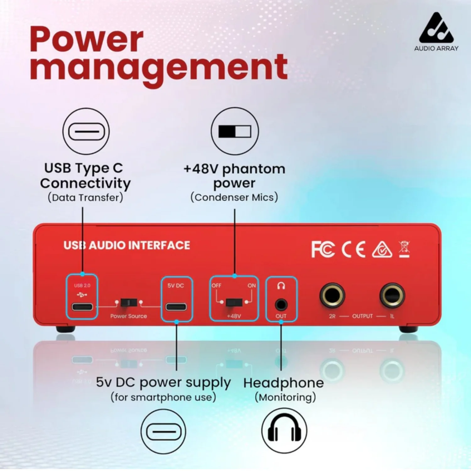 Audio Array AI-04 4 Channel Recording Studio Digital USB Audio Interface - Image 8