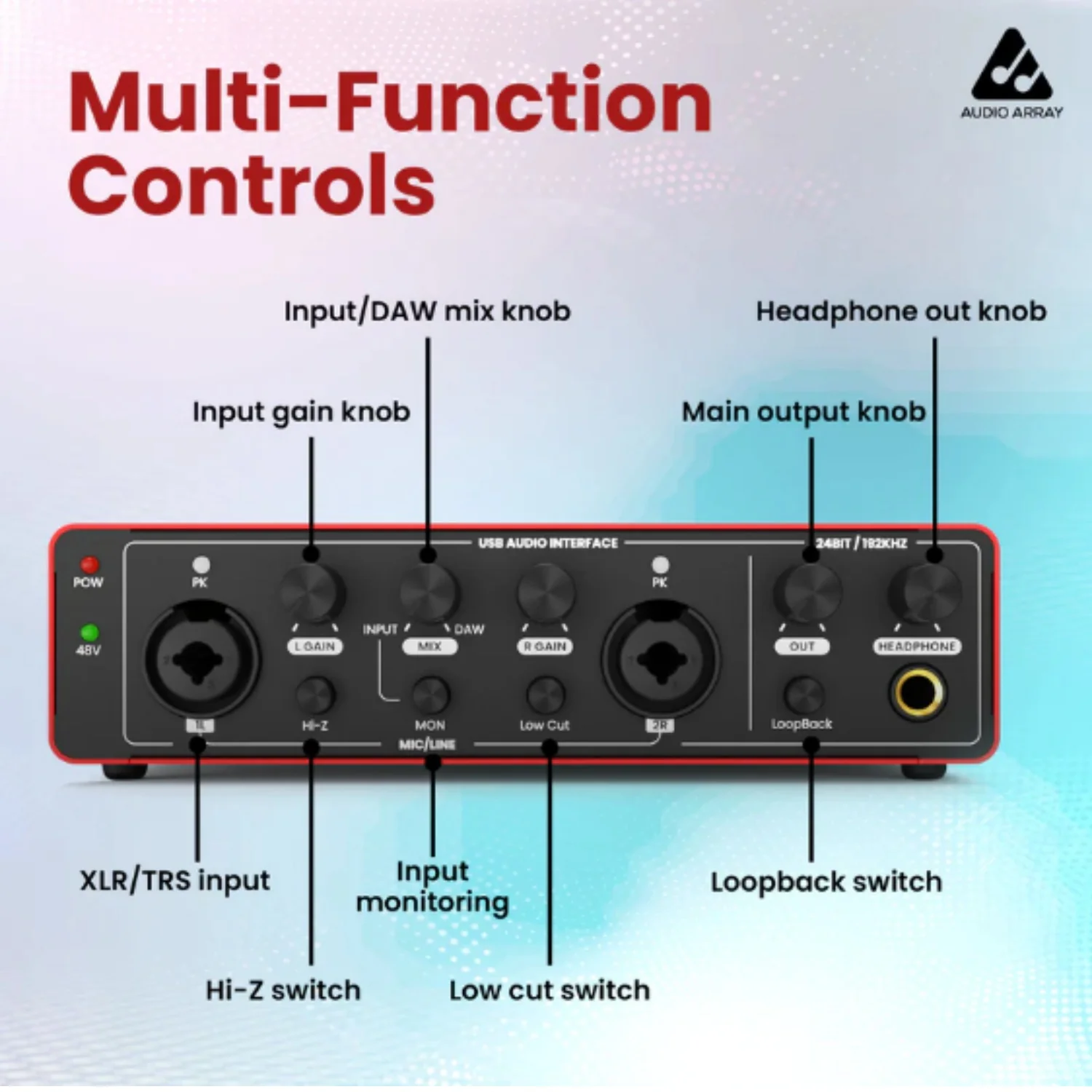 Audio Array AI-04 4 Channel Recording Studio Digital USB Audio Interface - Image 9