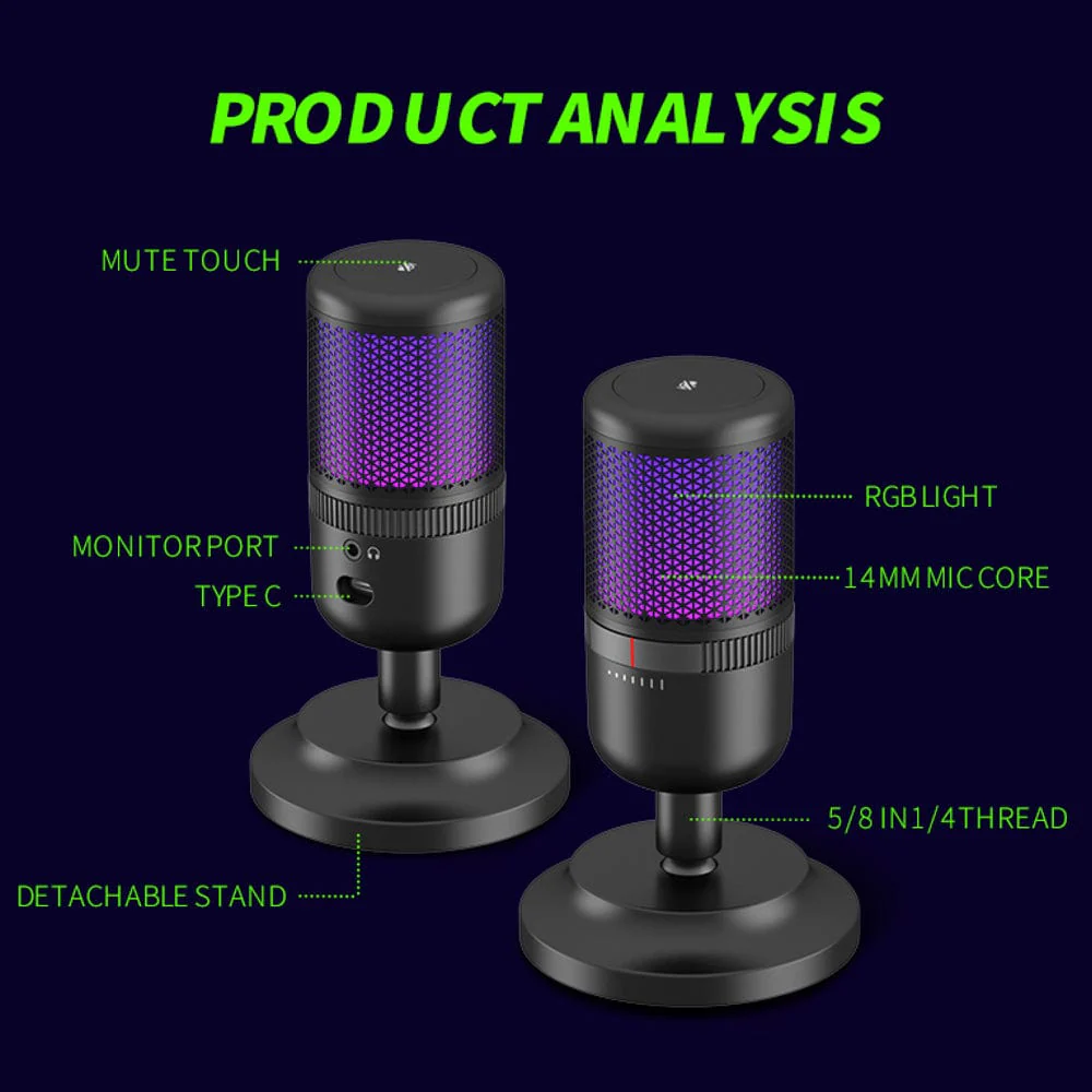 Audio Array AM-C22 Anti Interference Metal Tube RGB USB Microphone - Image 2