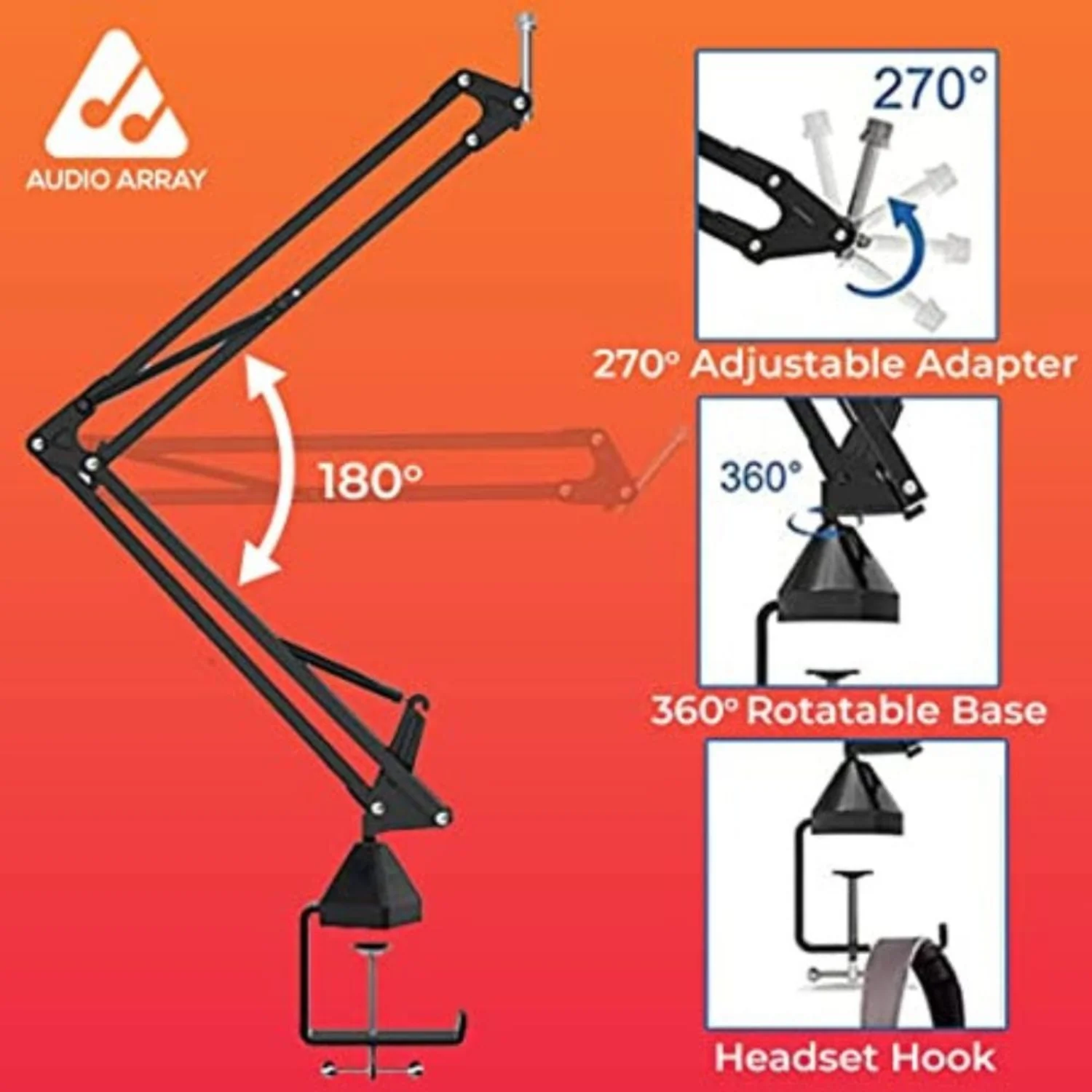 Audio Array AM-C2 XLR Condenser Microphone Kit with Pro Boom Arm - Image 5
