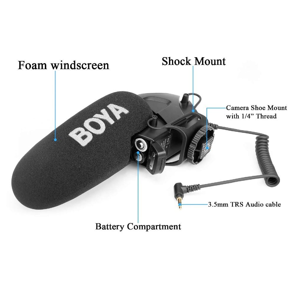 Boya BY-BM3030 On-Camera Super-Cardioid Condenser Shotgun Microphone - Open Box - Image 6