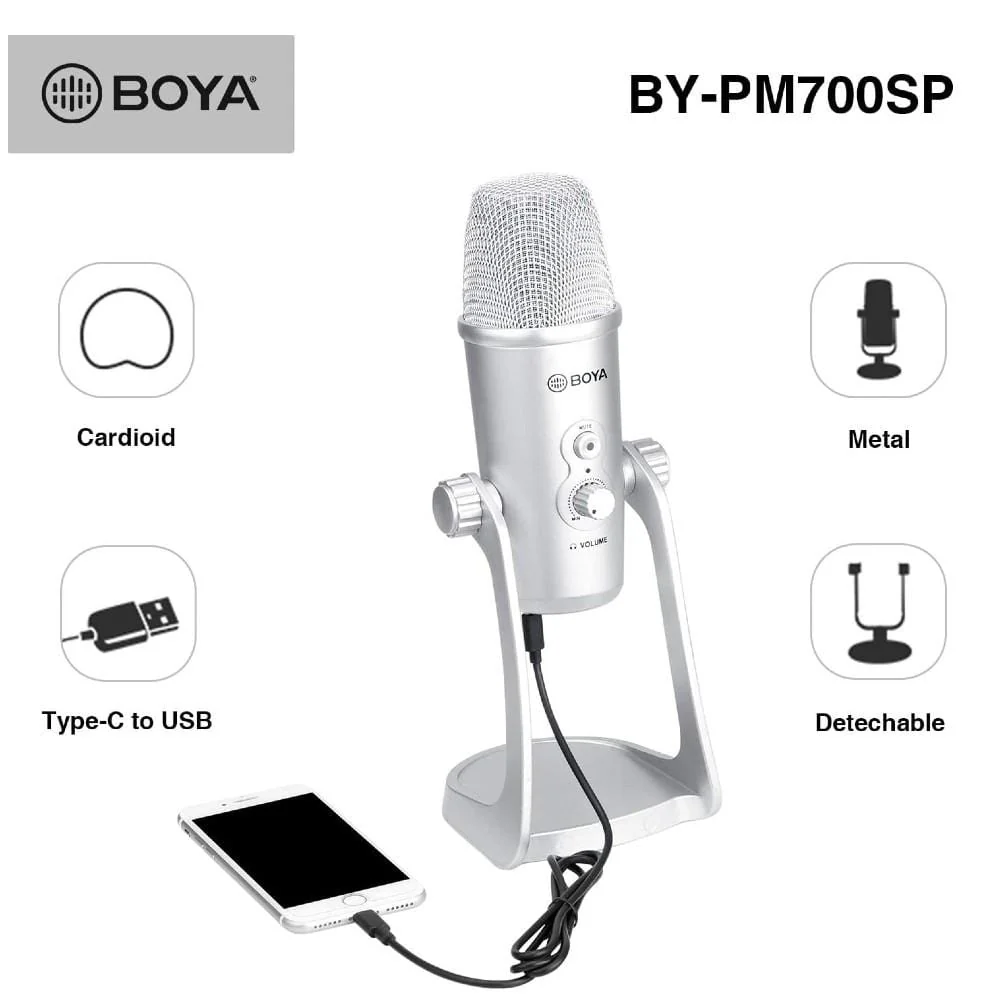 Boya BY-PM700SP USB Condenser Microphone For iOS Android Windows Mac Devices - Open Box - Image 10