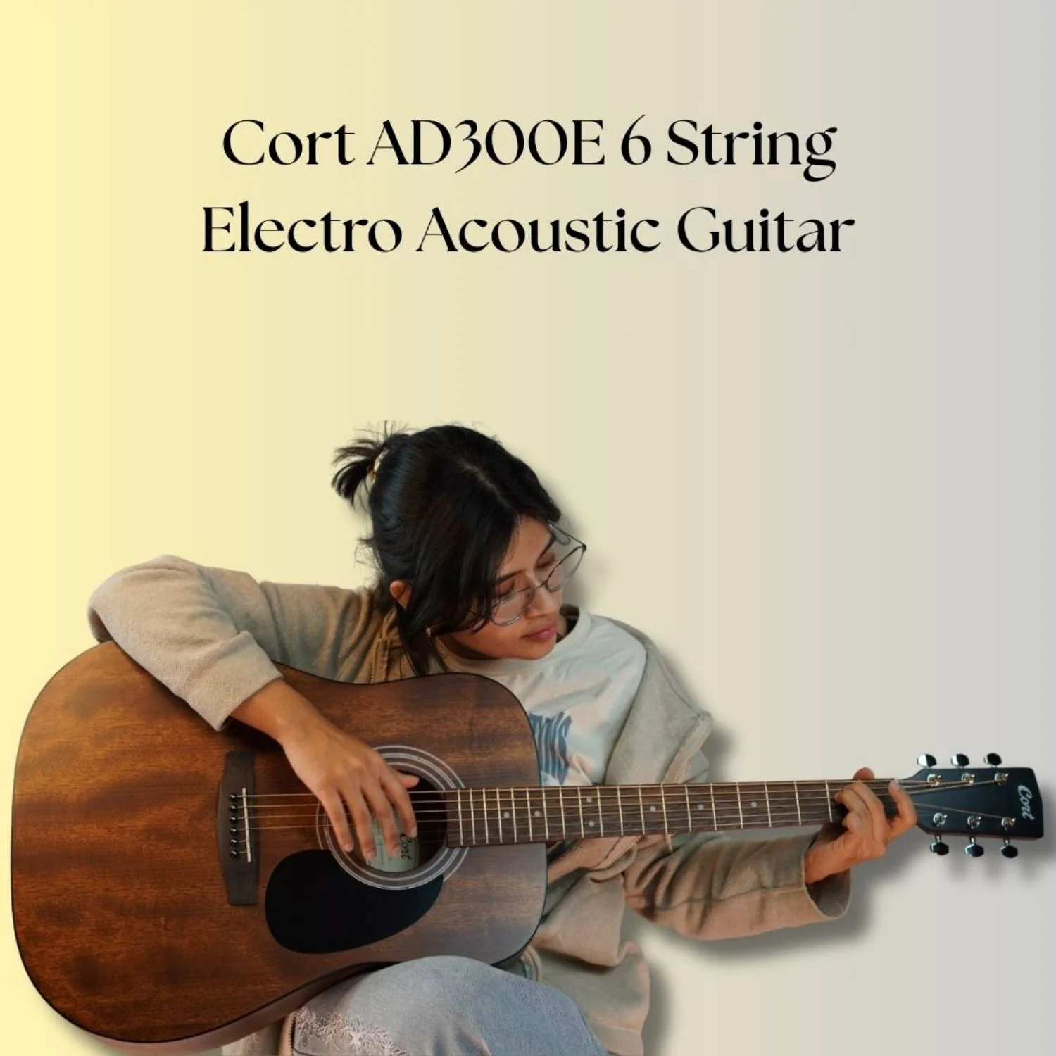 Cort AD300E 6 String Electro Acoustic Guitar - Image 44