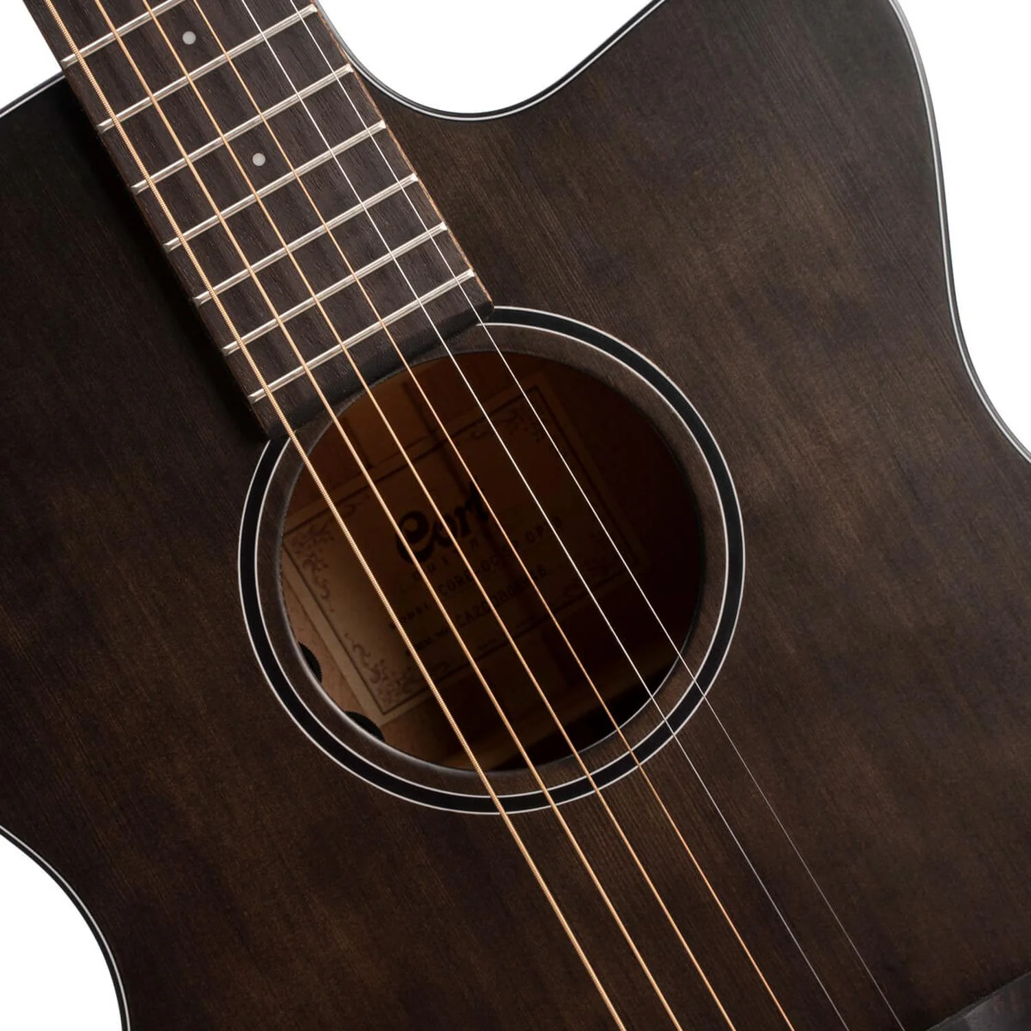 Cort Core-OC Spruce 6-Strings Electro Acoustic Guitar With Case - Open Pore Trans Black - Image 3