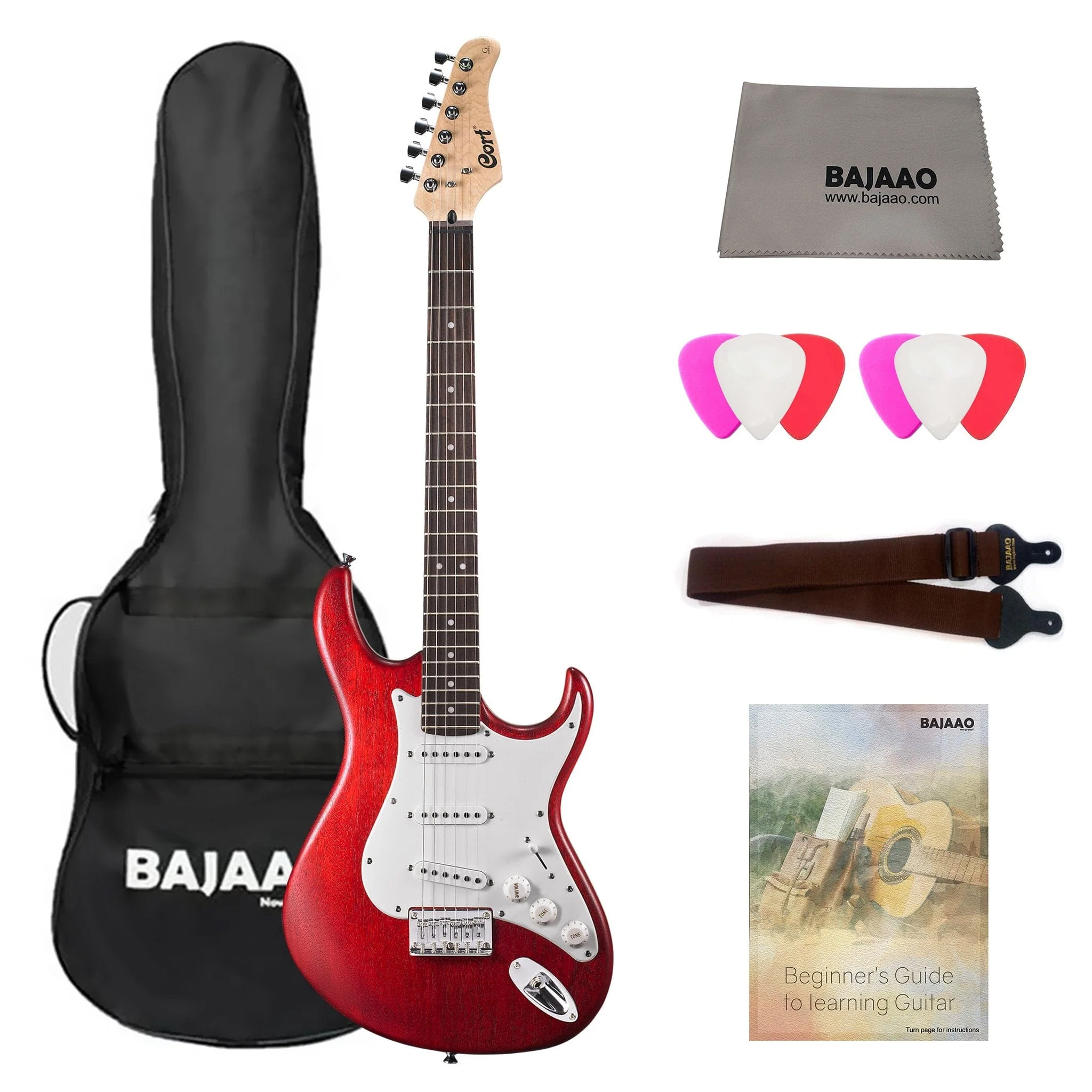 Cort G100 Electric Guitar Bundle with Gigbag, Cloth, Picks, Strap & Ebook