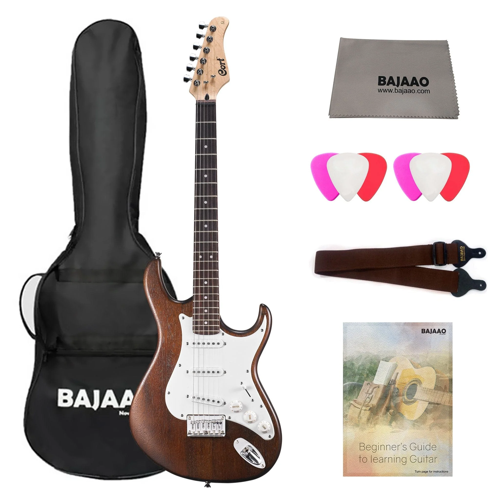 Cort G100 Electric Guitar Bundle with Gigbag, Cloth, Picks, Strap & Ebook - Image 4