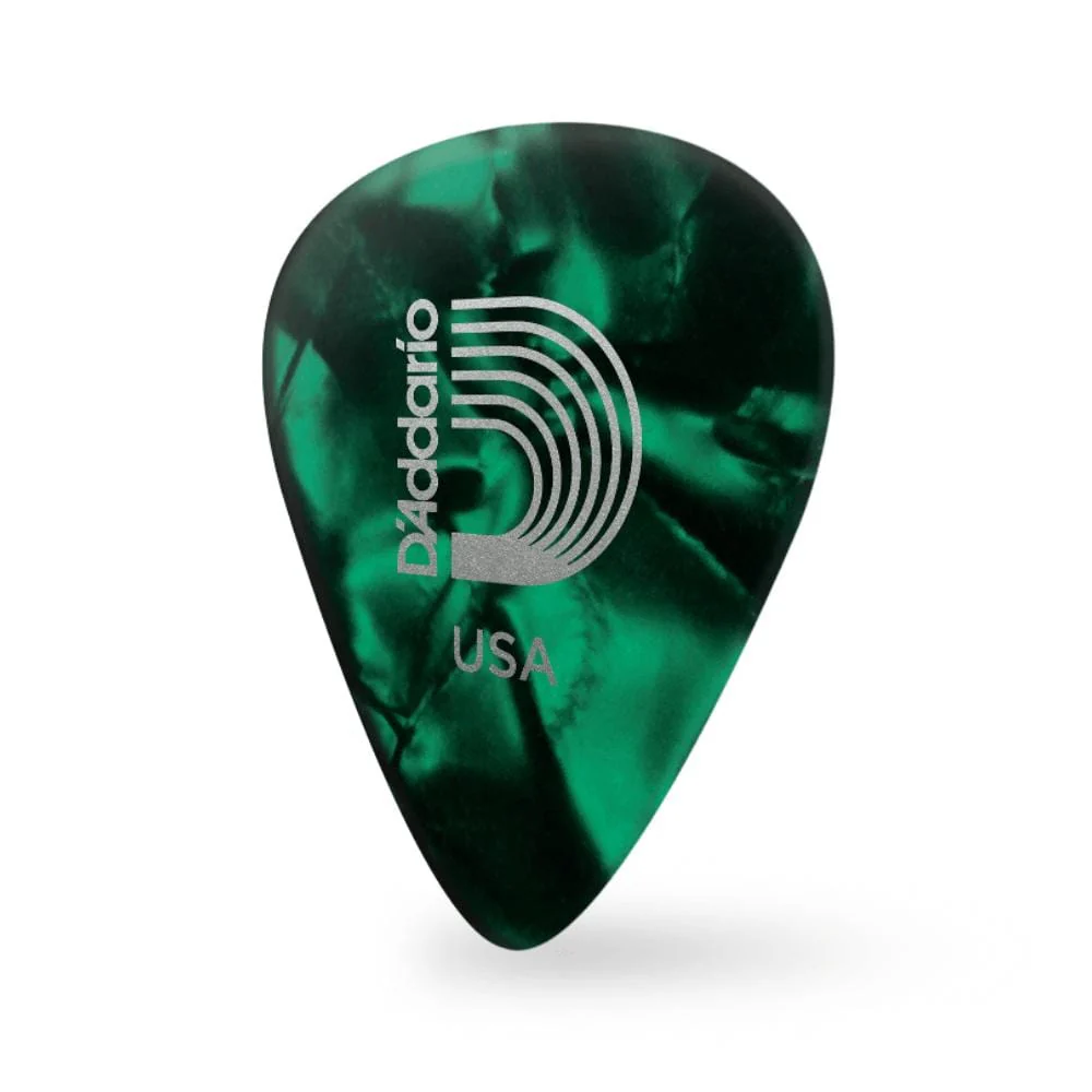 D'Addario Classic Celluloid Green Pearl 1.0mm Heavy Gauge Guitar Pick - Image 2