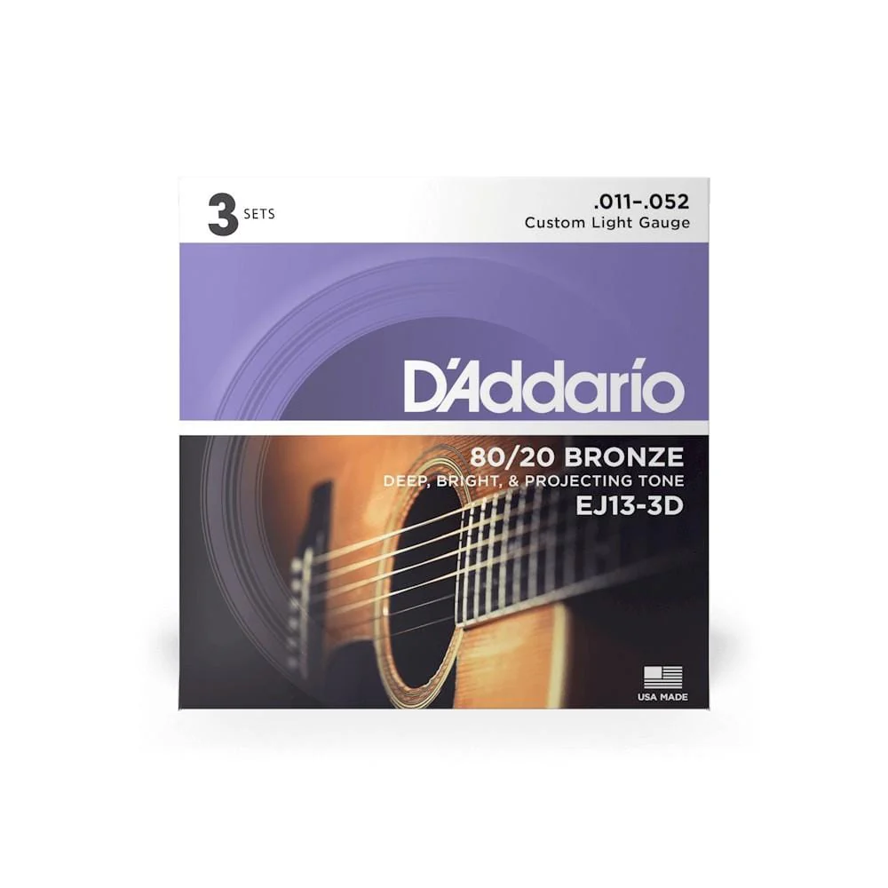 D'Addario EJ13 3D 3 Pack Bronze Acoustic Guitar String - Image 3