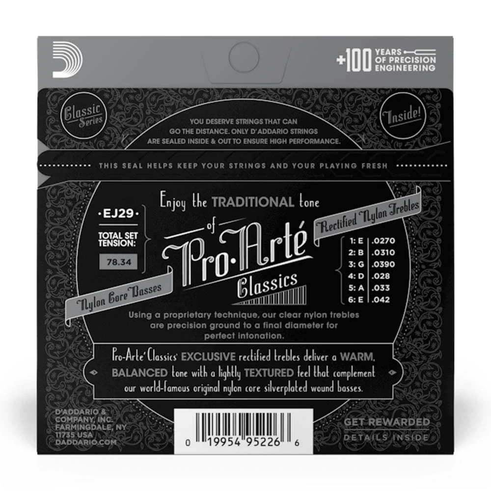 D'Addario EJ29 Rectified Nylon Moderate Tension Tie End Classical Guitar String Set - Image 3