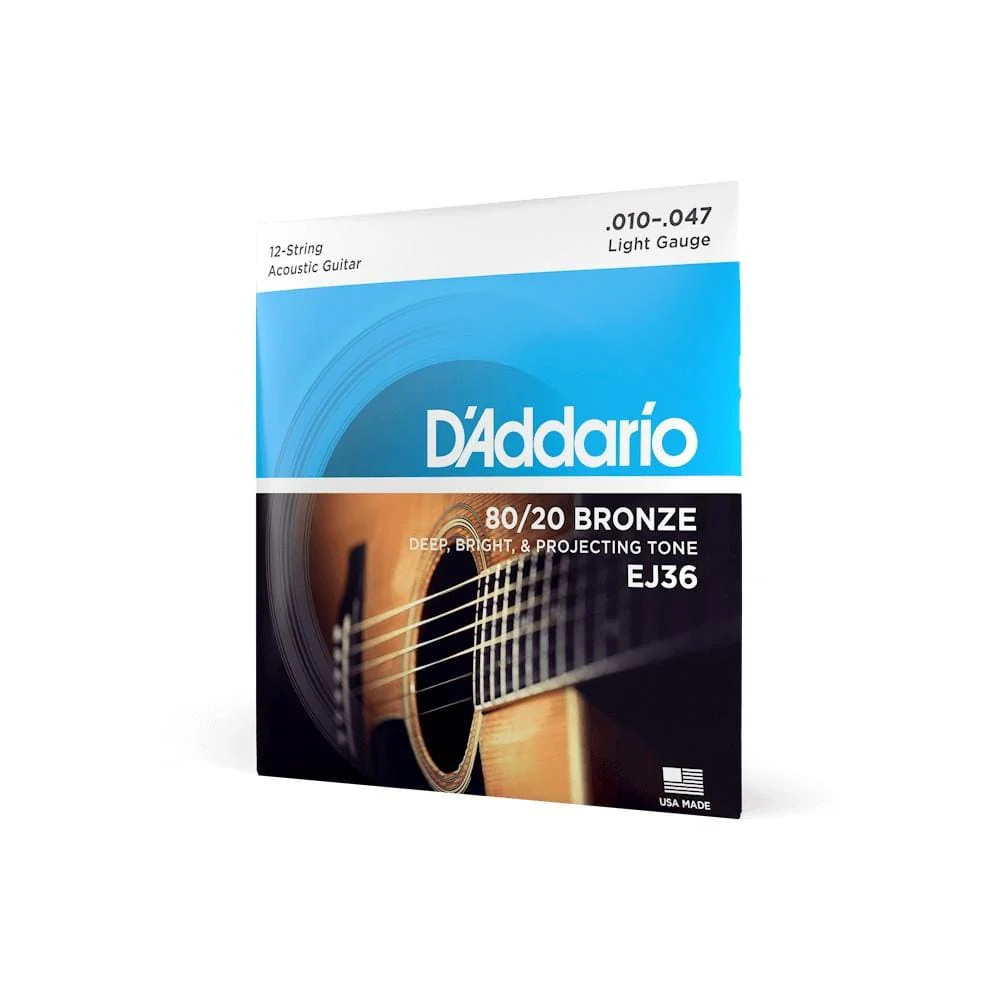 D'Addario EJ36 80/20 Bronze Light Acoustic Guitar 12 String Set - Image 2