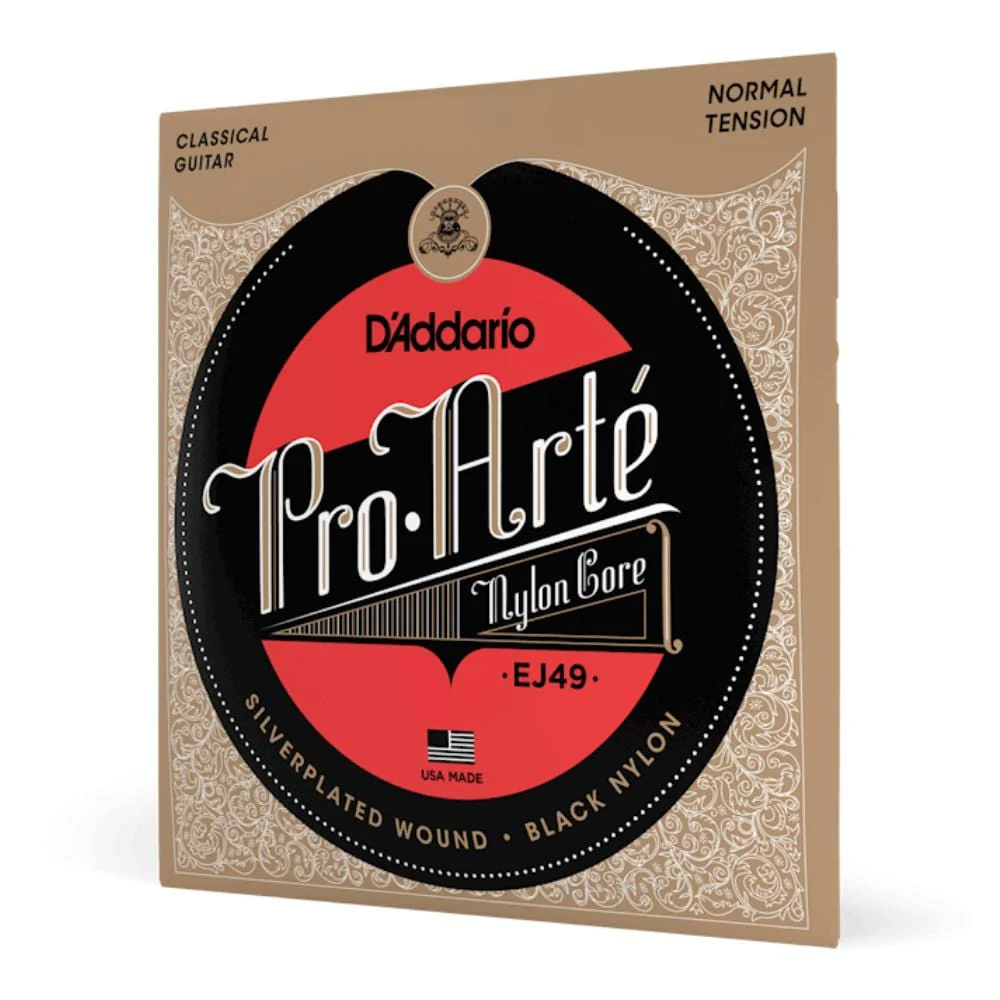 DAddario Pro-Arté EJ49 Silver Plated Wrap Black Nylon Classical Guitar String Set - Image 2