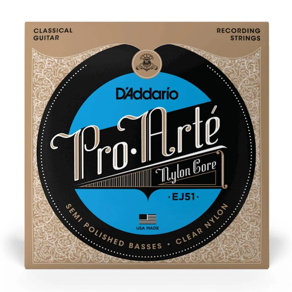 DAddario Pro-Arté EJ51 Silver Plated Wrap Nylon Core Classical Guitar String Set