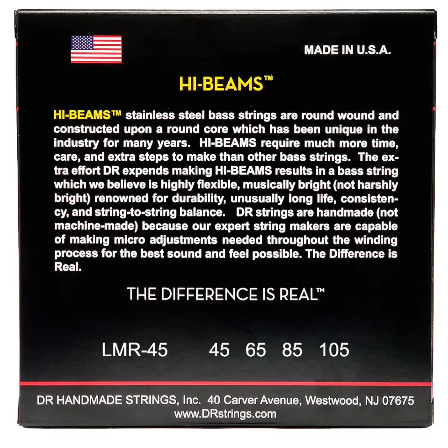 DR LMR-45 Hi-Beam Stainless Steel X-Long Medium Bass Guitar Strings Set - .045-.105 - Image 3