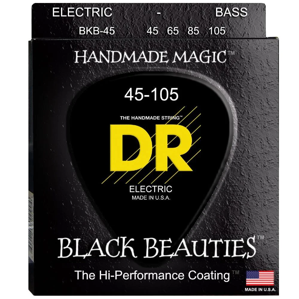 DR String BKB45 Black Beauties Coated Bass Guitar Strings Set - 0.45-0.05