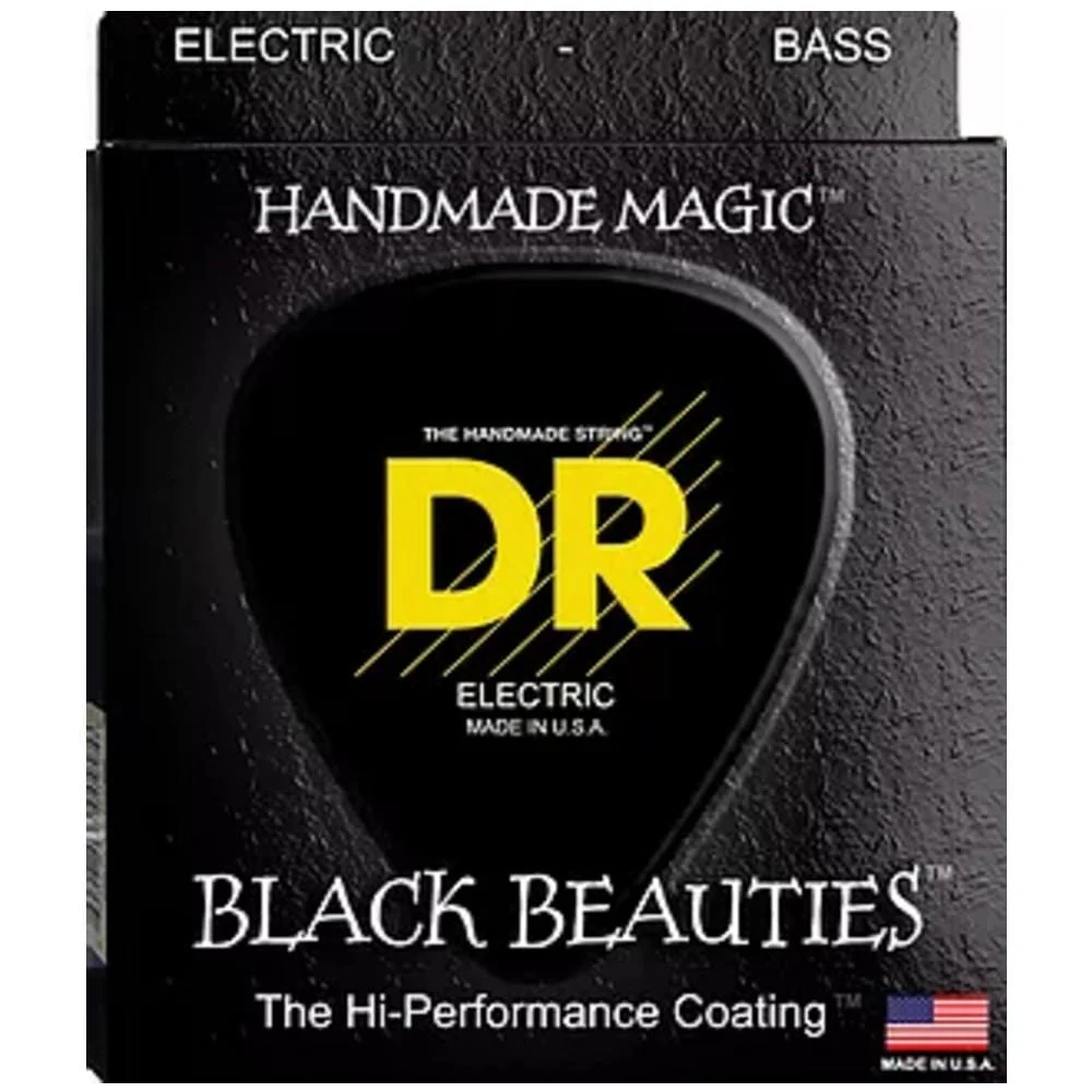 DR String BKB5-45 Black Beauties Coated Bass Guitar Strings- 5-String Medium - 45-125