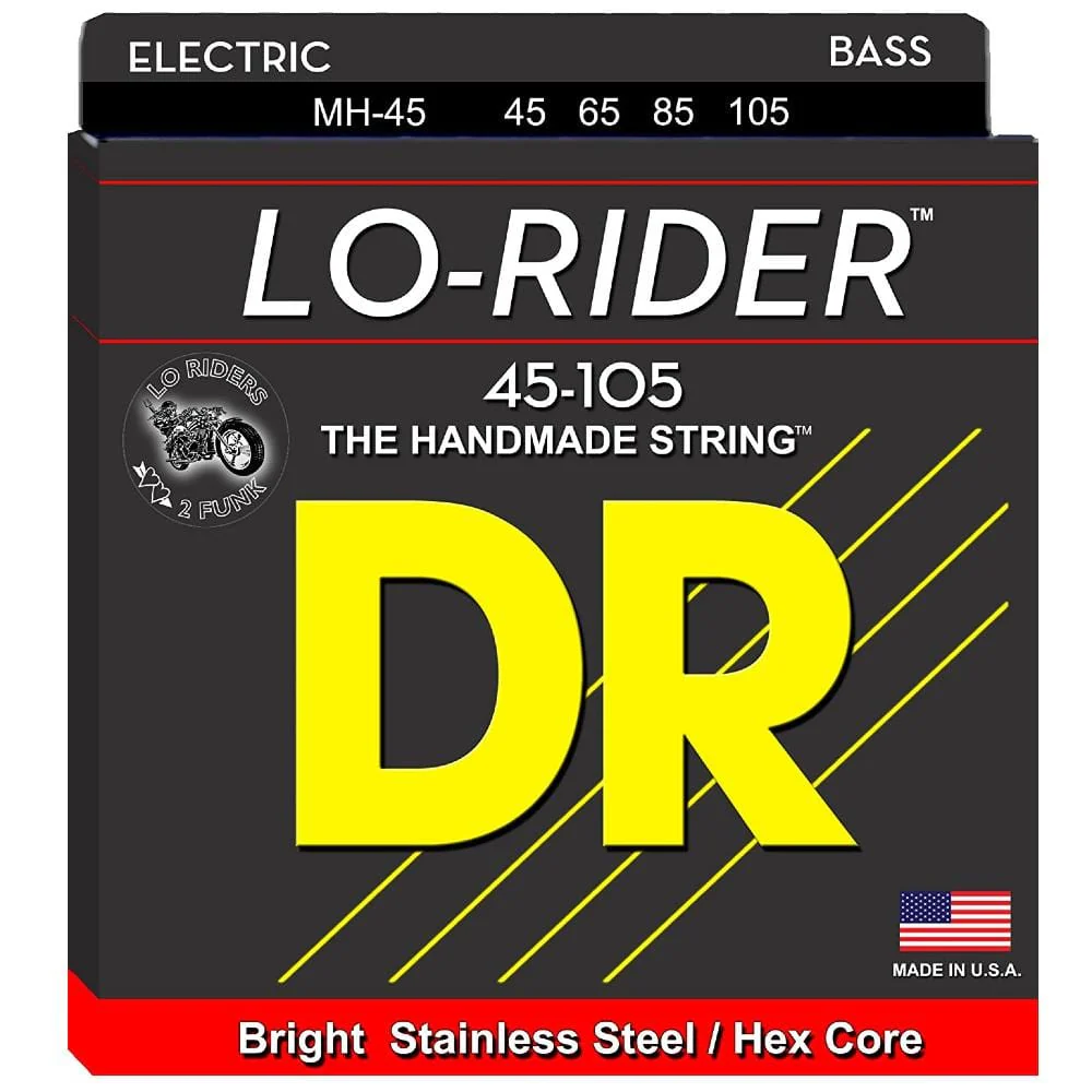 DR String MH45 Lo Rider Medium 4 String Bass Guitar String Set - 0.45-0.05