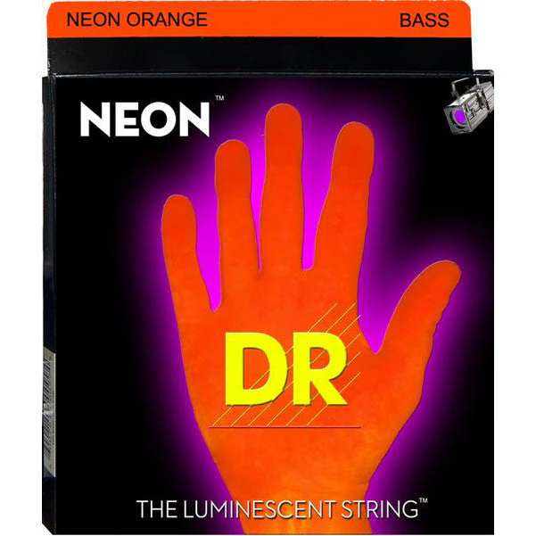 DR Strings NOB-45, Medium, for 4 String Bass   - NEON HiDef Orange - 0.45-0.105