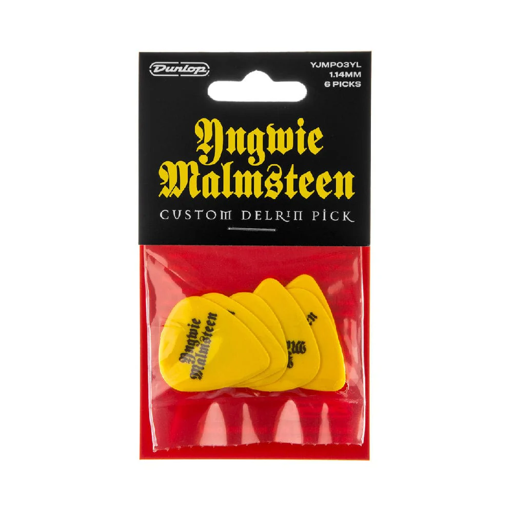 Dunlop Yngwie Malmsteen Custom Delrin Guitar Picks - Pack of 6 - 1.14mm Yellow - Image 4