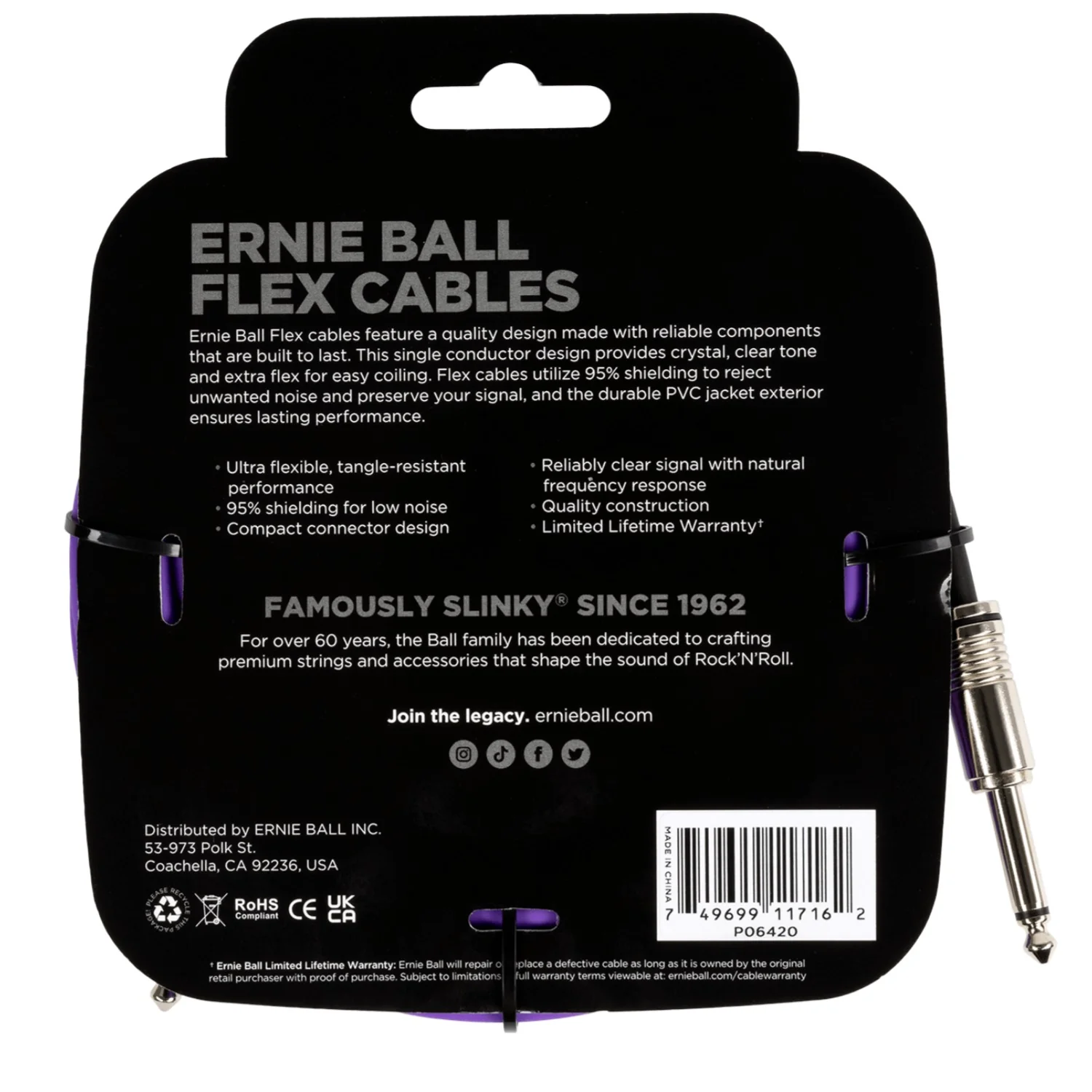 Ernie Ball 20ft Flex Straight Instrument Cable - Image 10