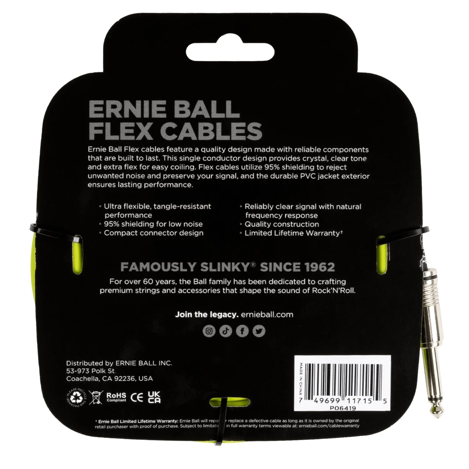 Ernie Ball 20ft Flex Straight Instrument Cable - Image 8