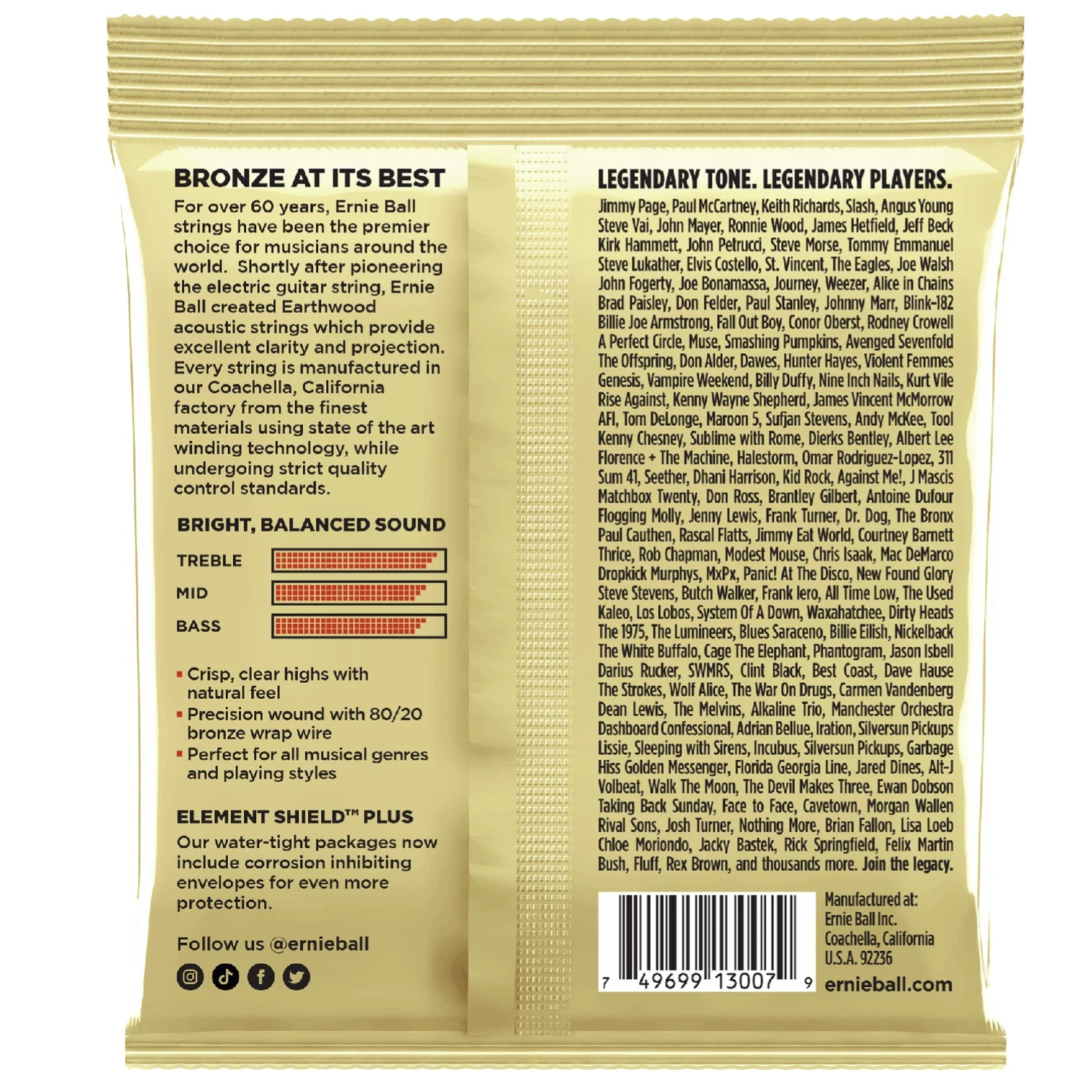 Ernie Ball 3007 Custom Light Earthwood 80/20 Bronze Acoustic Guitar String 3 Pack - .11.5-.54 - Image 2