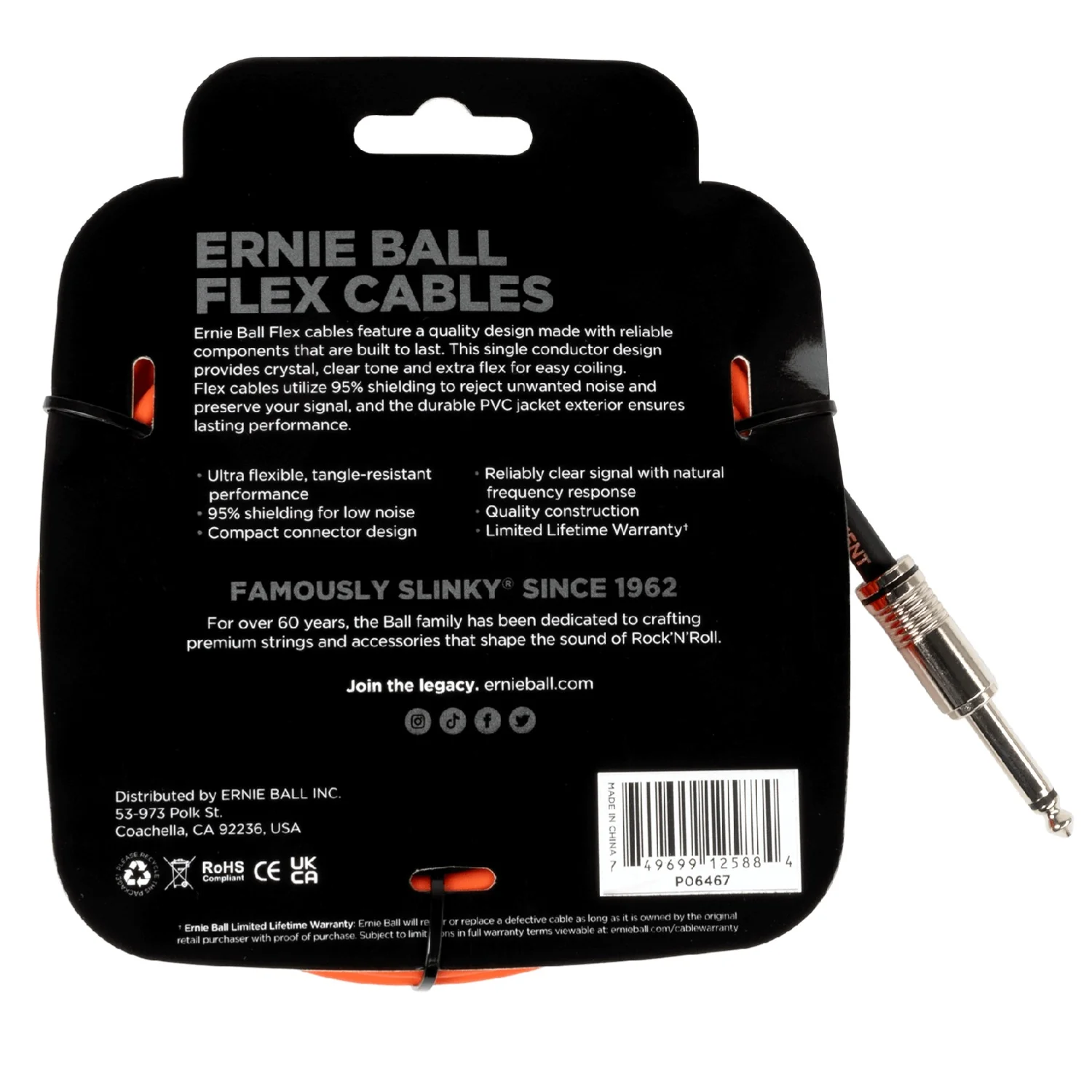 Ernie Ball Flex 20Ft Straight Angle Instrument Cable - Image 4