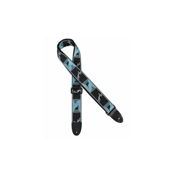 Fender 2inch Monogrammed Straps -  Black/Light Grey/Blue