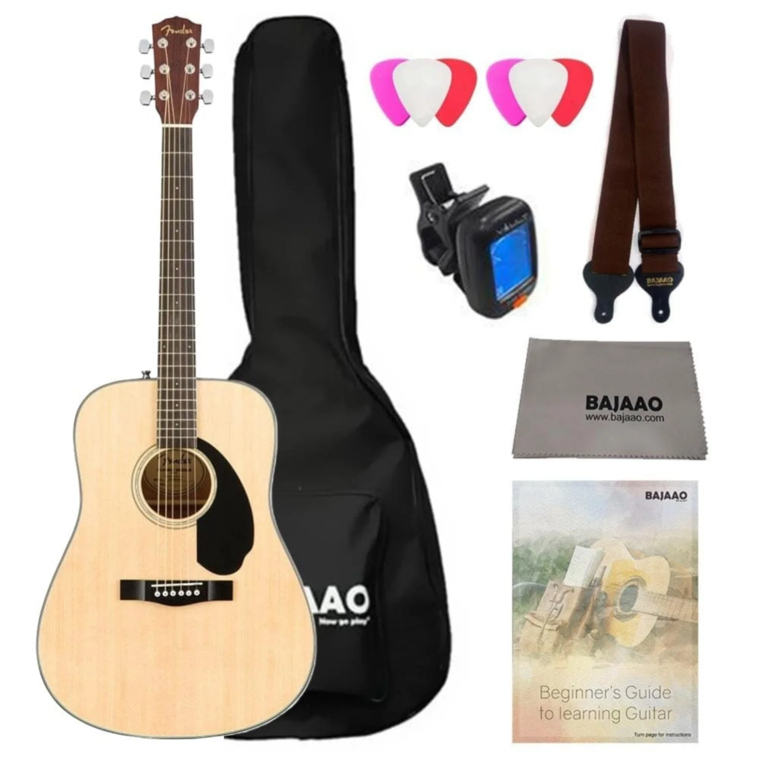 Fender CD-60S Dreadnought Acoustic Guitar with Gigbag, Tuner, Strap, Polishing Cloth, Picks & E book - Image 8