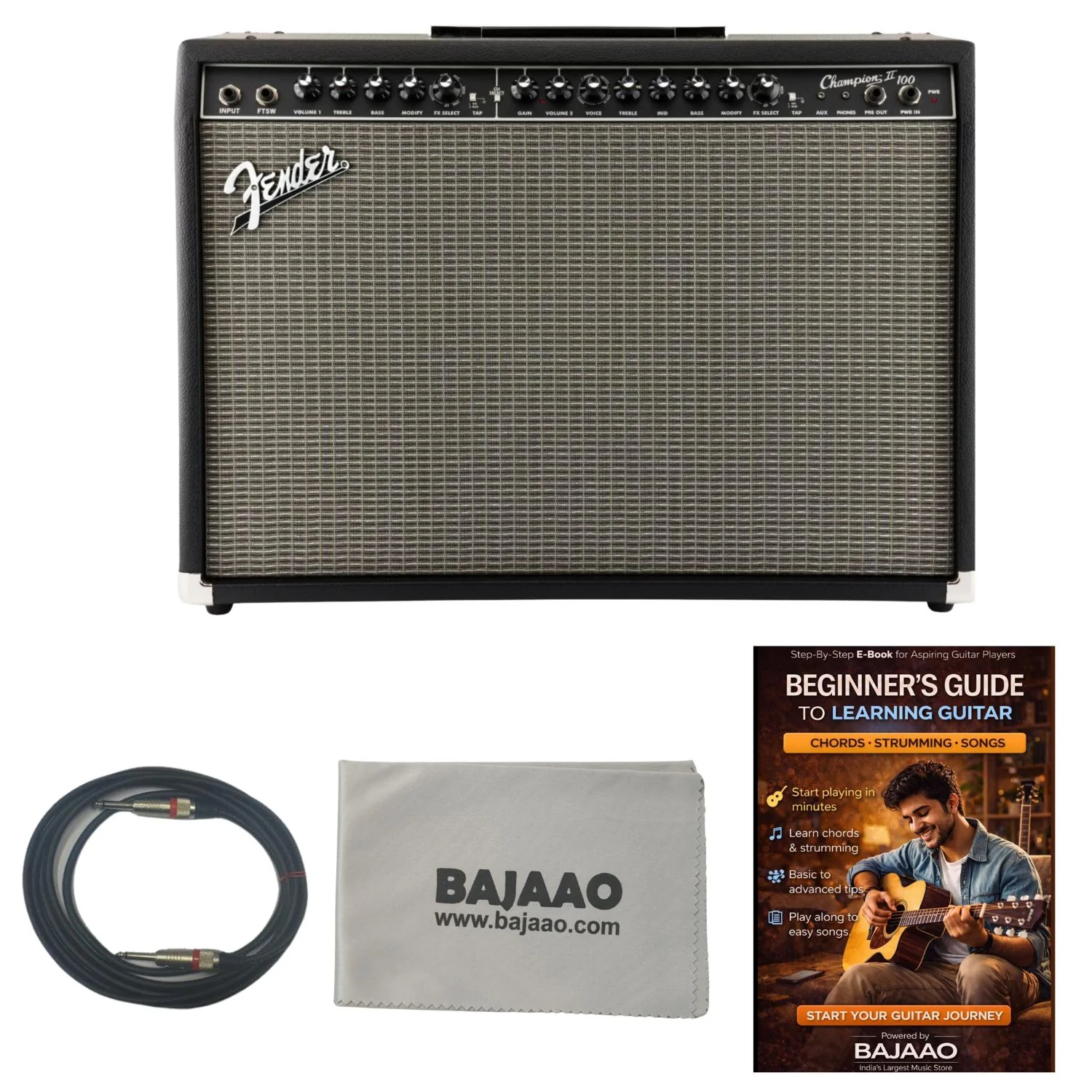 Fender Champion II 100W Combo Guitar Amplifier with Cable, Polishing Cloth & Ebook