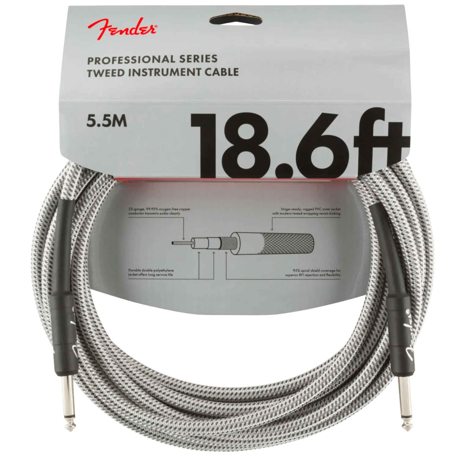 Fender Professional Series Straight to Straight 18.6 Foot Instrument Cable - Image 3