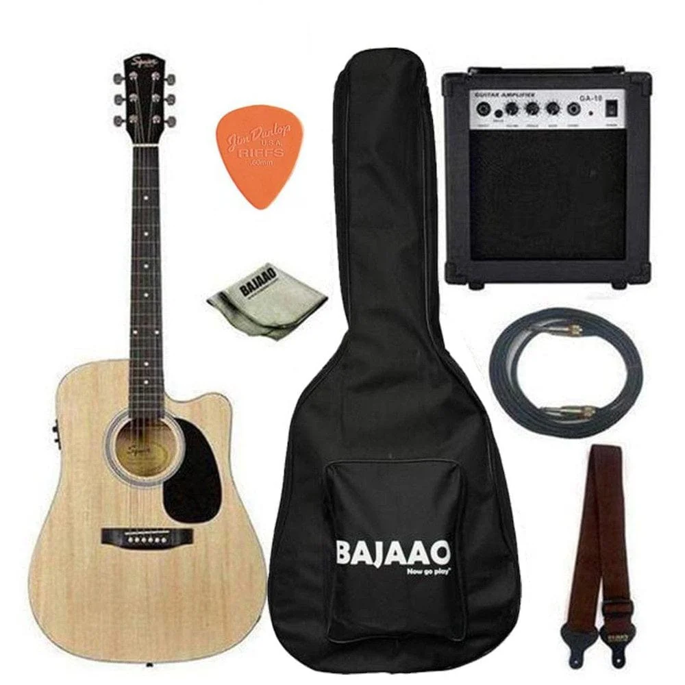 Fender Squier SA-105CE Electro - Acoustic Guitar Bundle with Guitar Amplifier - Image 10