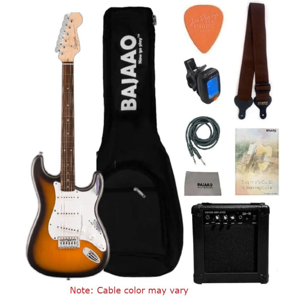 Fender Squier Debut Stratocaster Electric Guitar with Amplifier, Gigbag, Tuner, Strap, Picks, Cable, Polishing Cloth & Ebook - Image 2