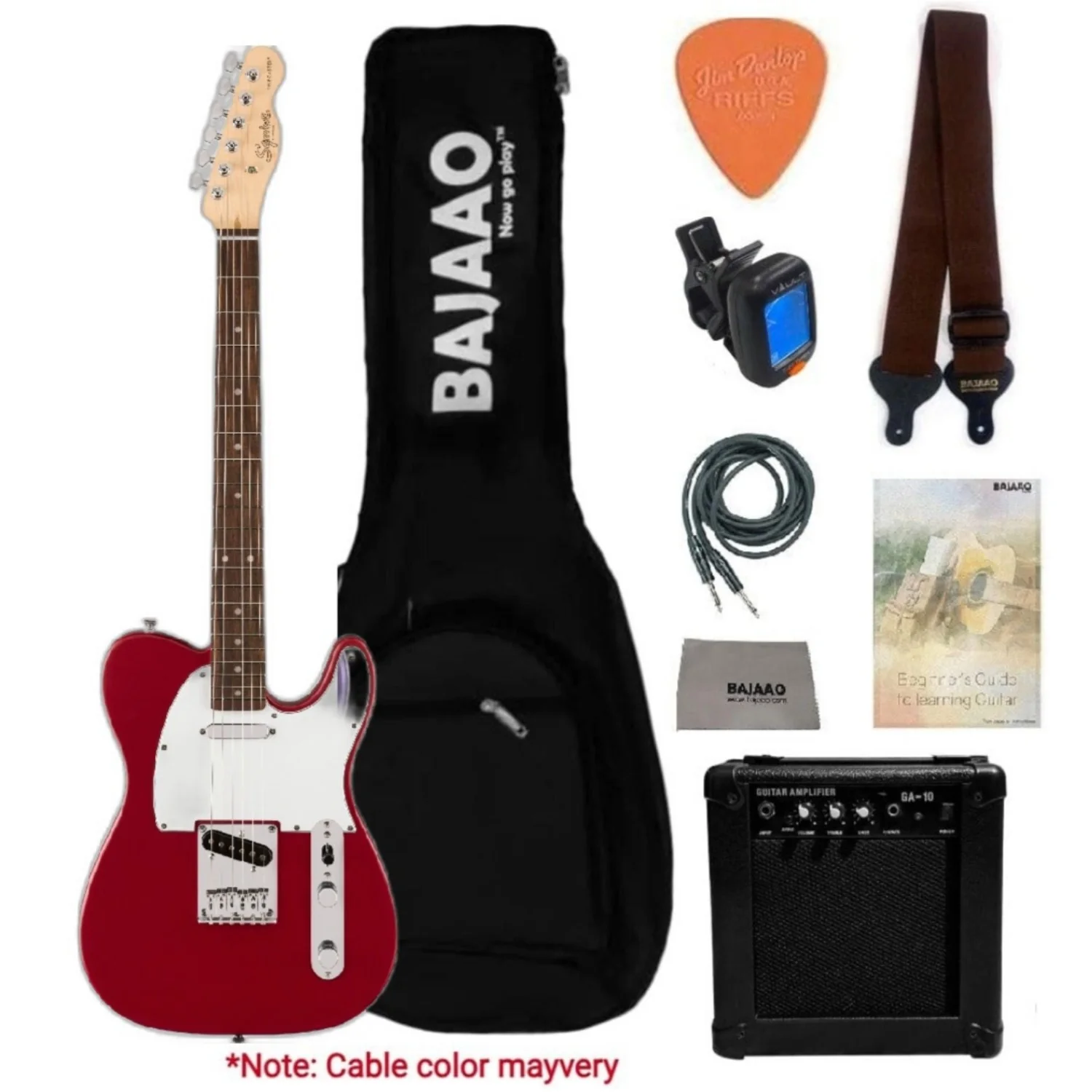 Fender Squier Debut Telecaster Electric Guitar with Amplifier, Gigbag, Tuner, Strap, Picks, Cable, Polishing Cloth & Ebook - Image 15