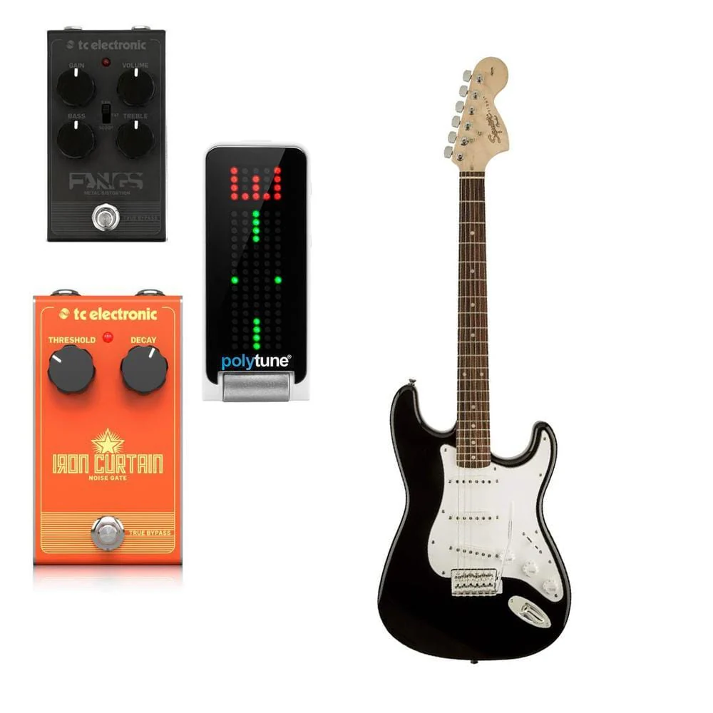 Fender Squier MM Stratocaster 6-String Electric Guitar with Maple Neck with TC Effect Pedals Bundle