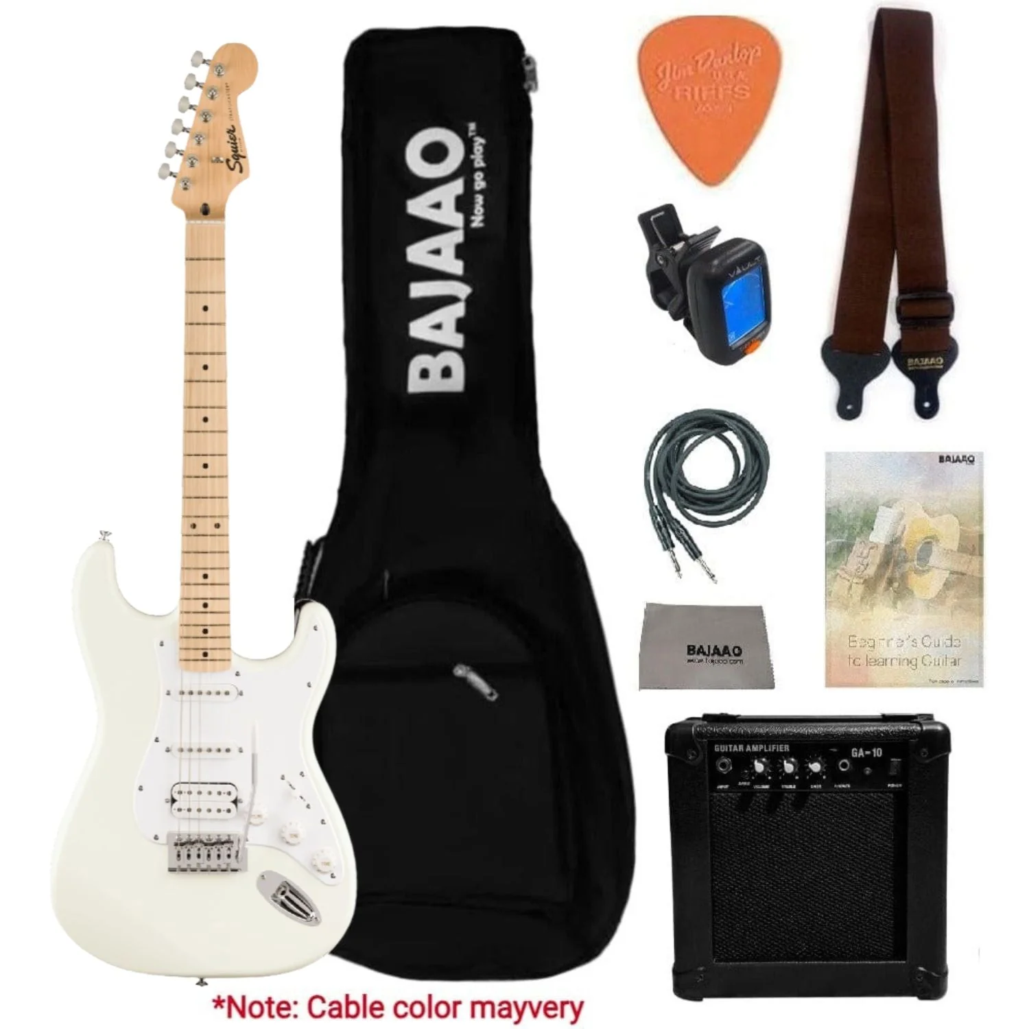 Fender Squier Sonic Stratocaster Electric Guitar with Guitar Amplifier, Gigbag,Polishing Cloth, Strap, Tuner, Pick, Cable and Ebook - Image 56