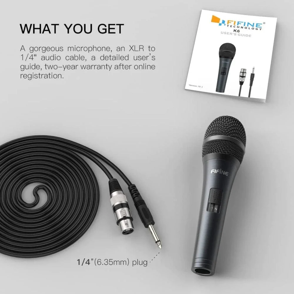 Fifine K6 Wired Handheld Cardioid Dynamic Microphone - Image 2
