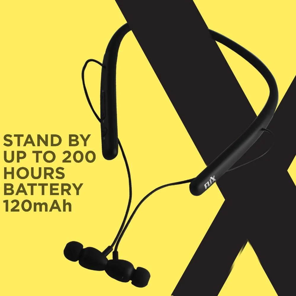 FLiX (Beetel) Blaze 200 Wireless Bluetooth In-Ear Collar Neckband - Black - Open Box - Image 4