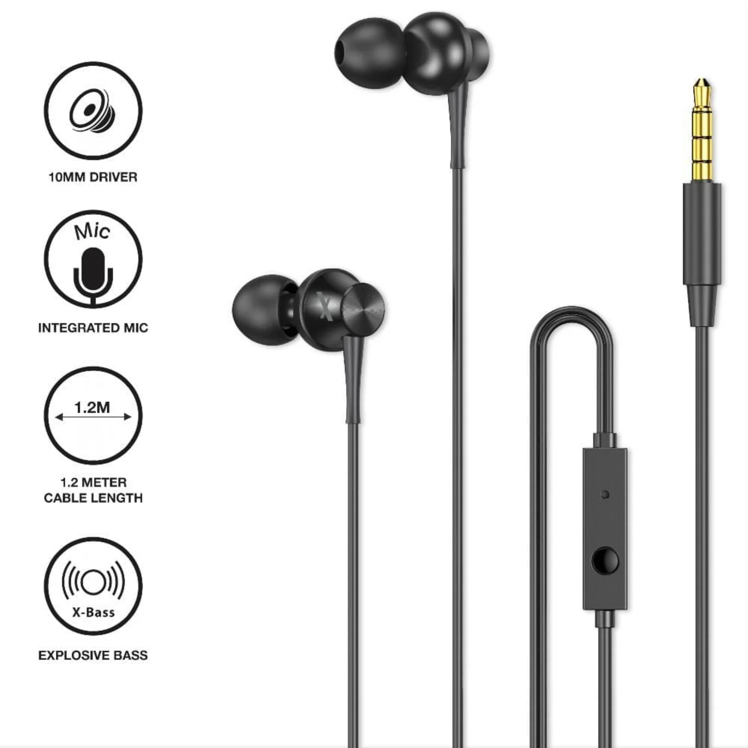 FLiX (Beetel) Tone 130 Wired Headset - Black - Image 2