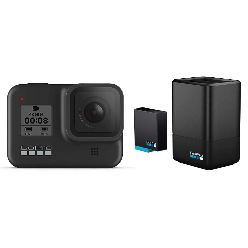 GoPro Hero 8 Hypersmooth Streamlined 4k Action Camera With Extra Battery and Charger-  Black with 2 Year Warranty
