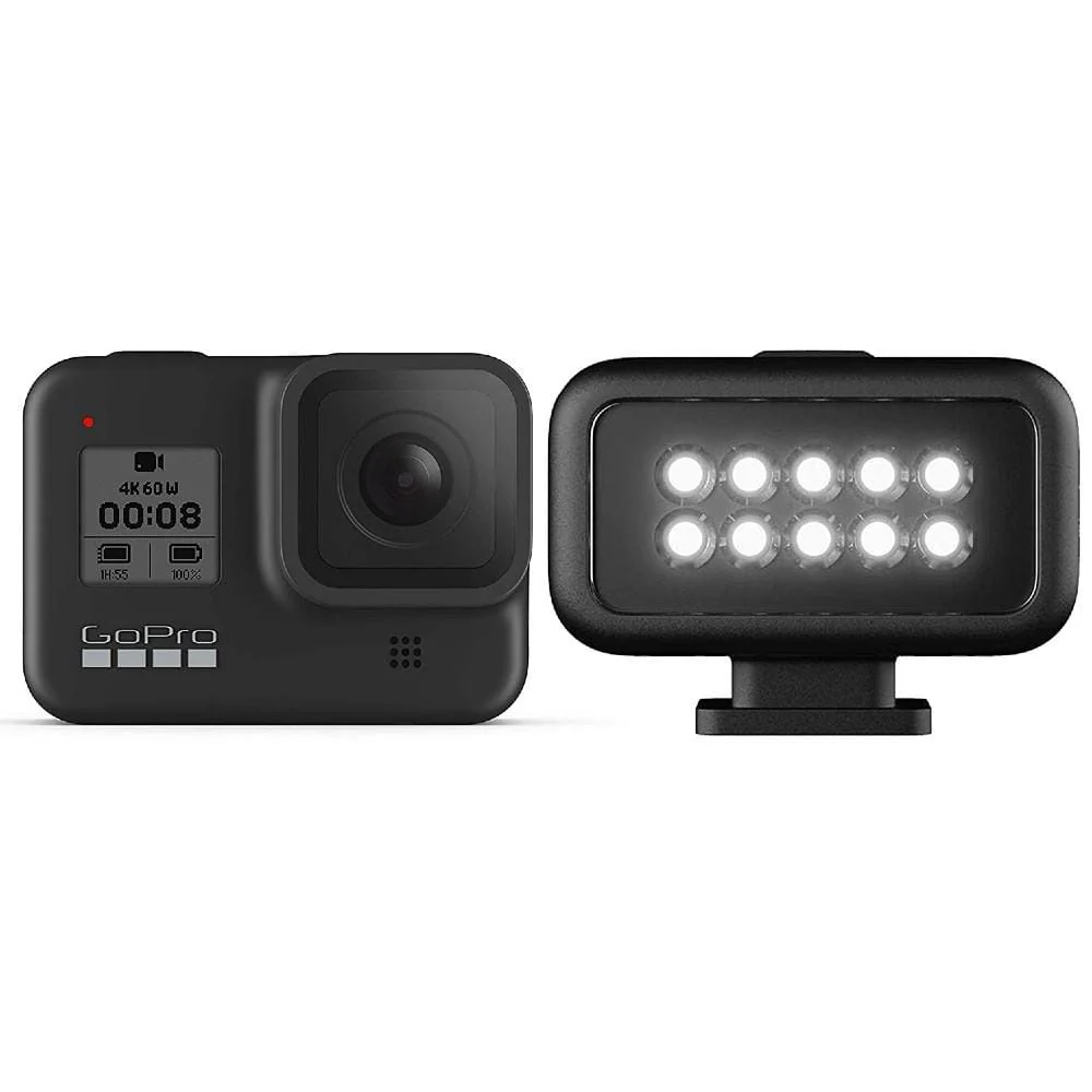 GoPro Hero 8 Hypersmooth Streamlined 4k Action Camera With Light Mod- Black with 2 Year Warranty