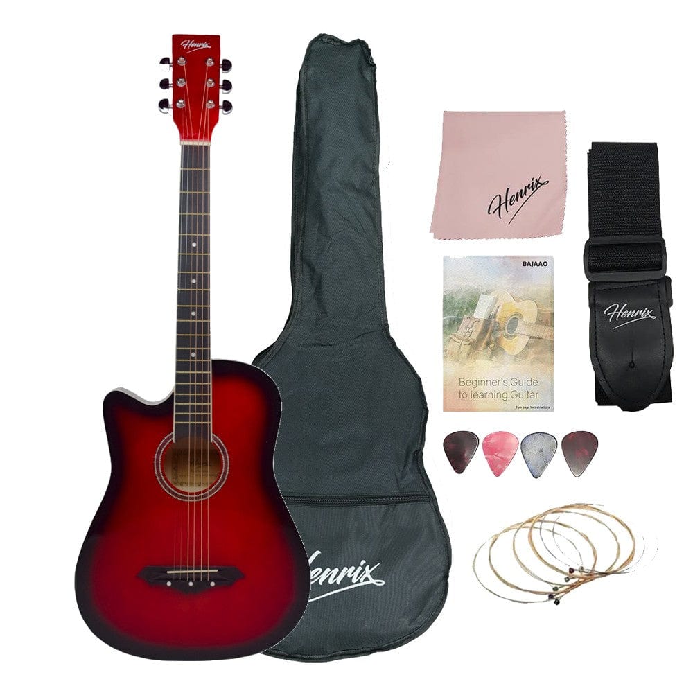 Henrix 38C 38 Inch Cutaway Acoustic Guitar with Dual Action Truss Rod, Gigbag, Picks, String Set, Strap, Cloth & Ebook - Image 115