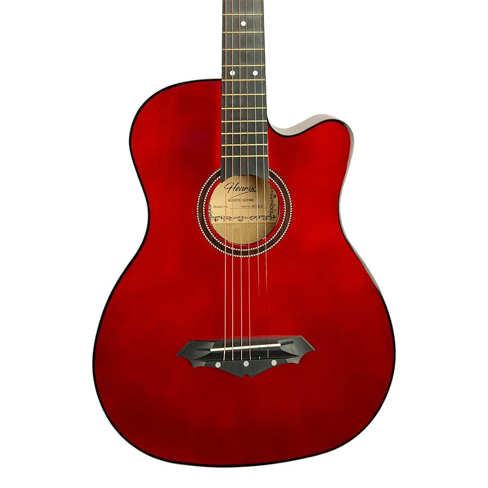Henrix 38C 38 Inch Cutaway Acoustic Guitar with Dual Action Truss Rod, Gigbag, Picks, String Set, Strap, Cloth & Ebook - Image 48