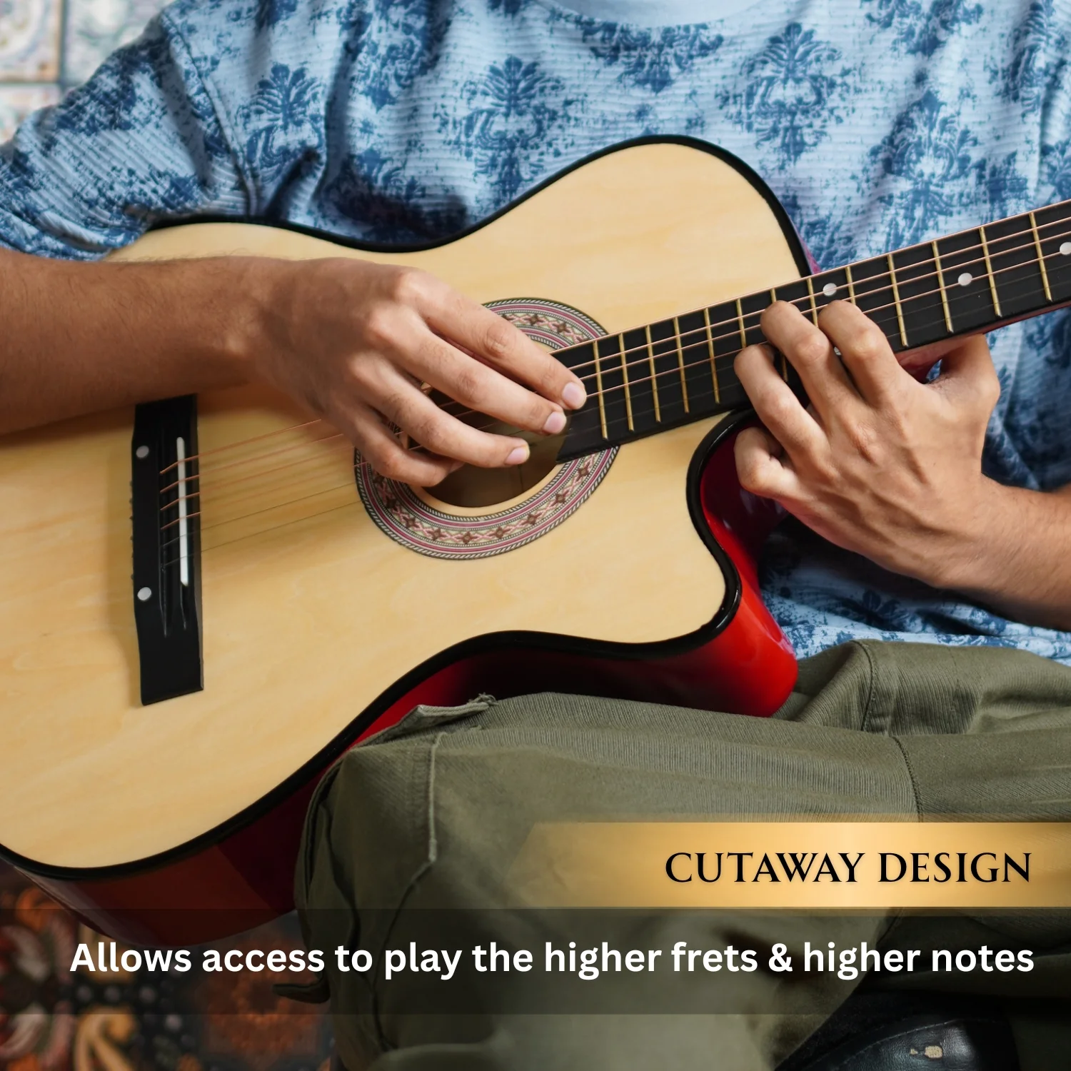 Henrix 38C 38 Inch Cutaway Acoustic Guitar with Dual Action Truss Rod, Gigbag, Picks, String Set, Strap, Cloth & Ebook - Image 57