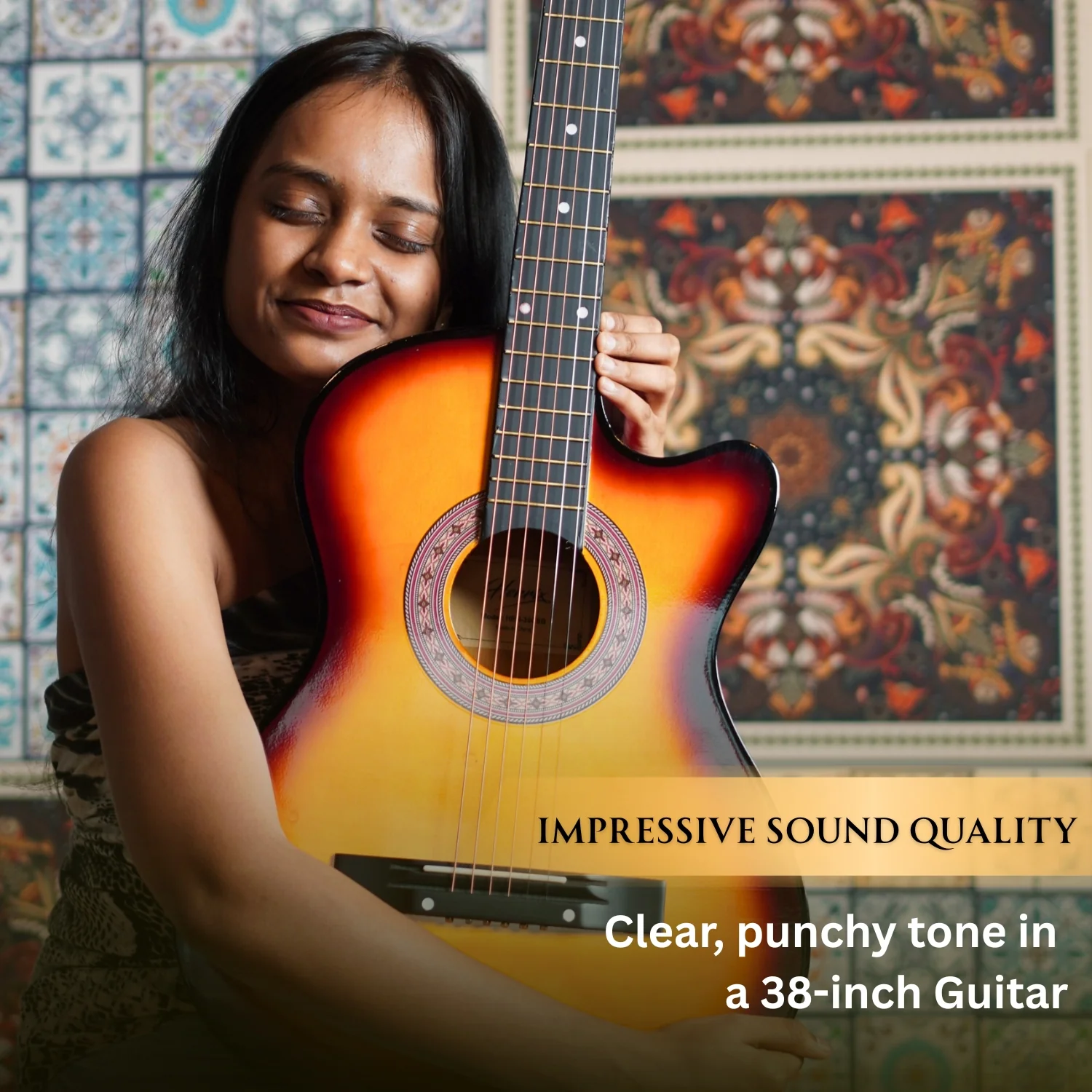 Henrix 38C 38 Inch Cutaway Acoustic Guitar with Dual Action Truss Rod, Gigbag, Picks, String Set, Strap, Cloth & Ebook - Image 83