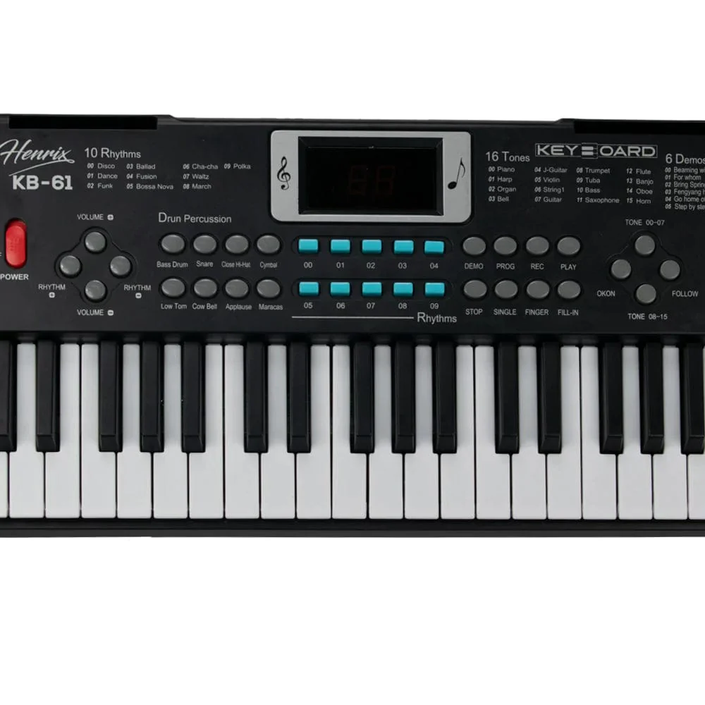 Henrix KB-61 Portable 61 Mini Key Keyboard with Adapter and Microphone - Open Box - Image 4